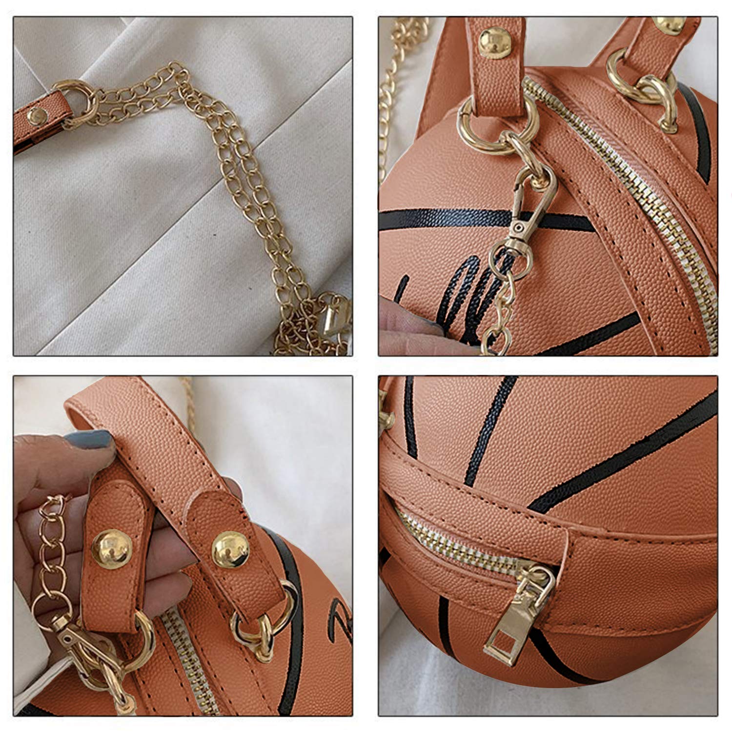 Stylish PU Leather Round Crossbody Purse for Women - Cute Basketball Design Small Tote Handbag | Perfect for Sports Games, Casual Outings & Gift Giving