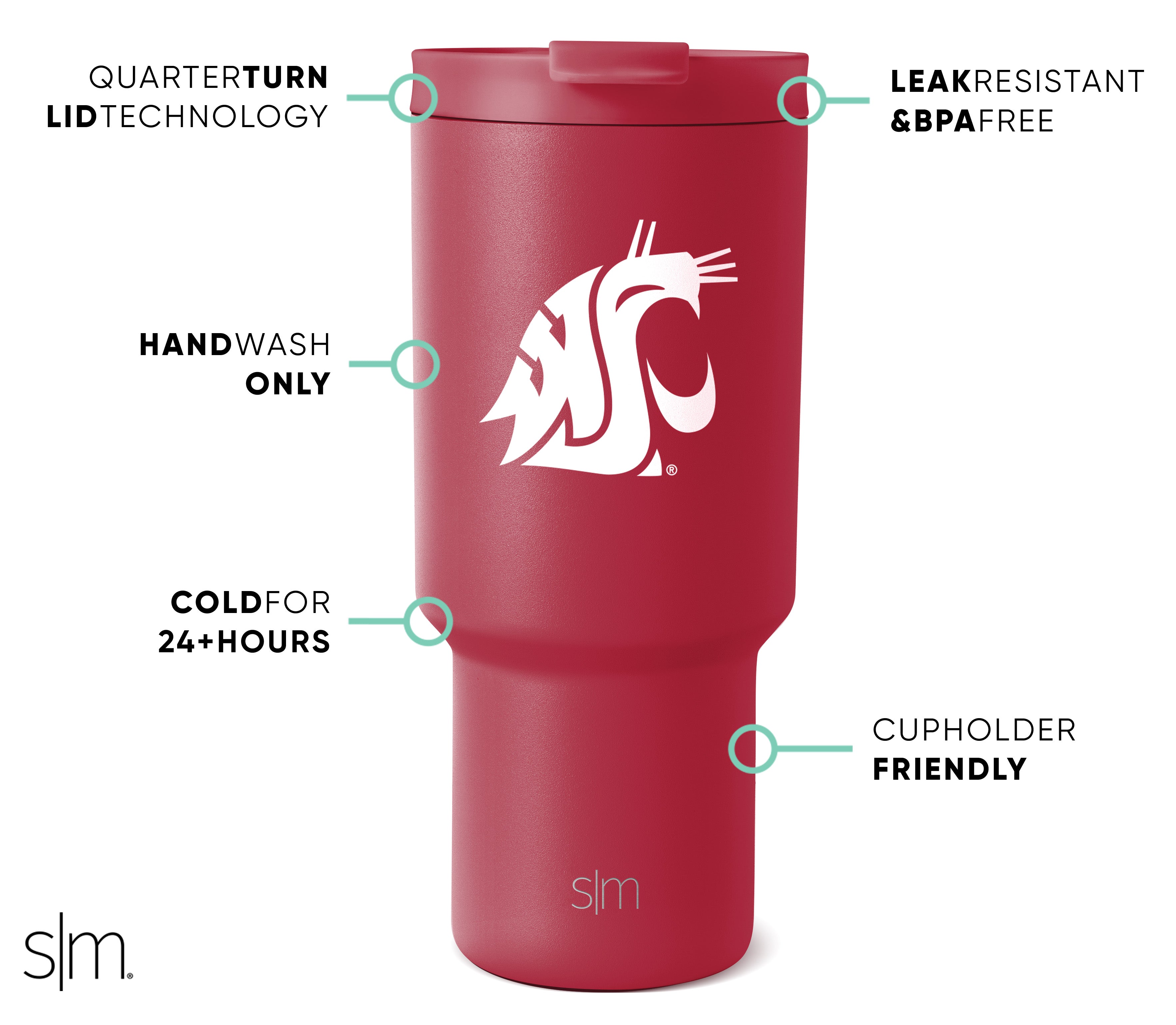 Collegiate Trek Tumbler - 20oz Insulated Stainless Steel Water Bottle with Lid & Straw - Perfect for College, Hiking, Gym & Outdoor Activities