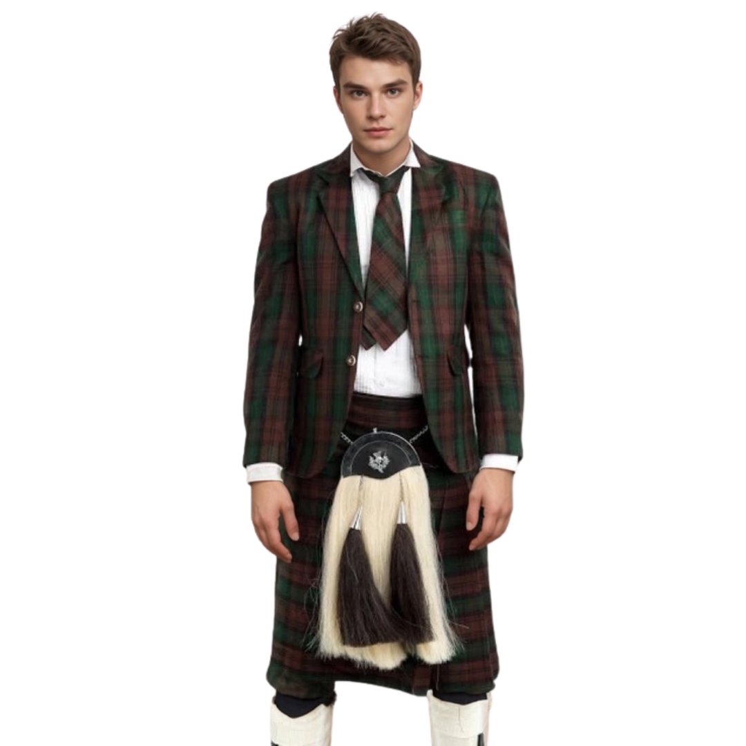 7-Piece Casual Kilt Outfit Set for Men - Traditional Scottish Skirt with Matching Accessories - Perfect for Renaissance Fairs, Celtic Festivals & Cosplay Events