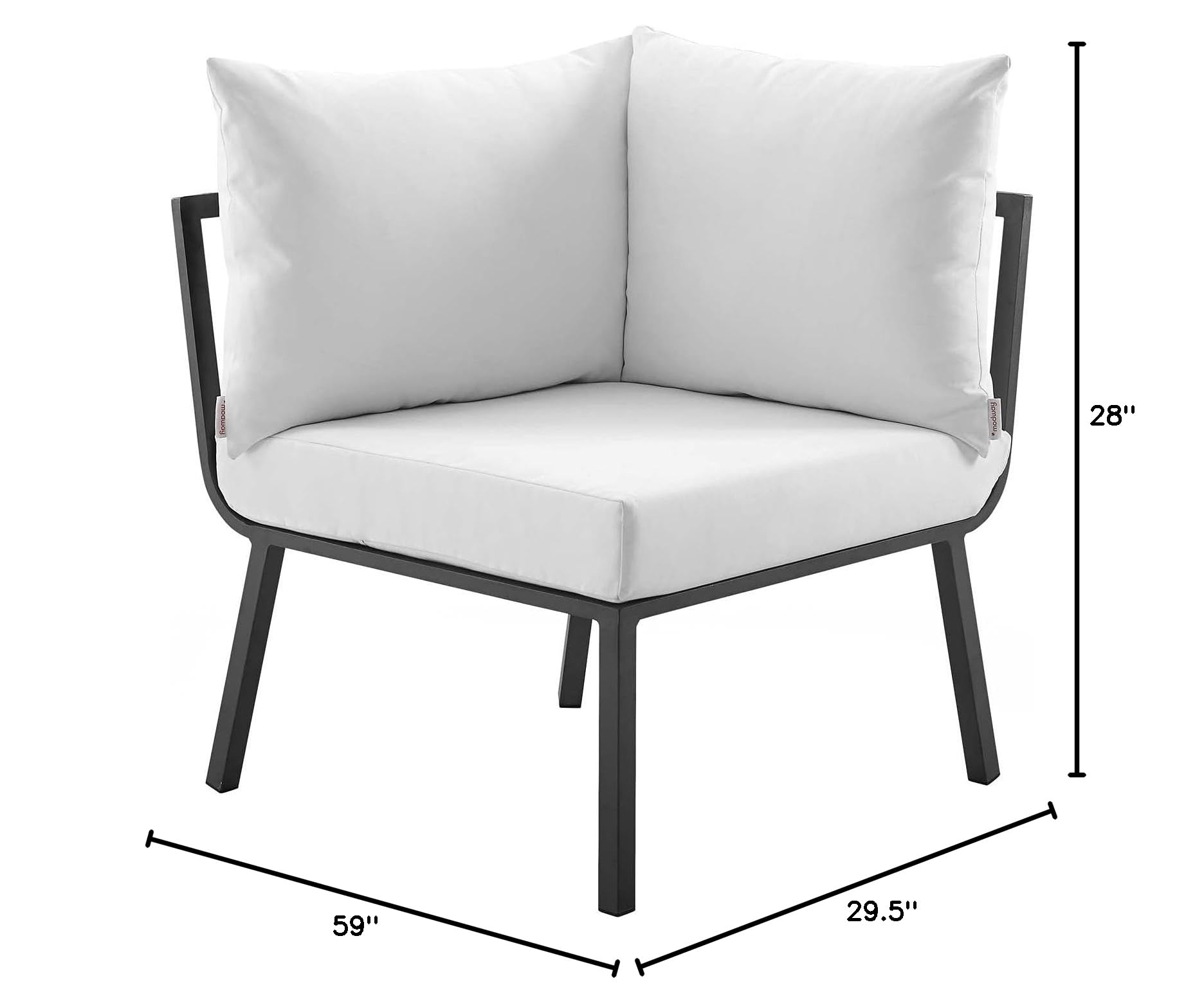 Modway Riverside Outdoor Patio Furniture Set - 2-Piece Gray & White Wicker Sofa for Garden, Poolside, Deck or Backyard Relaxation