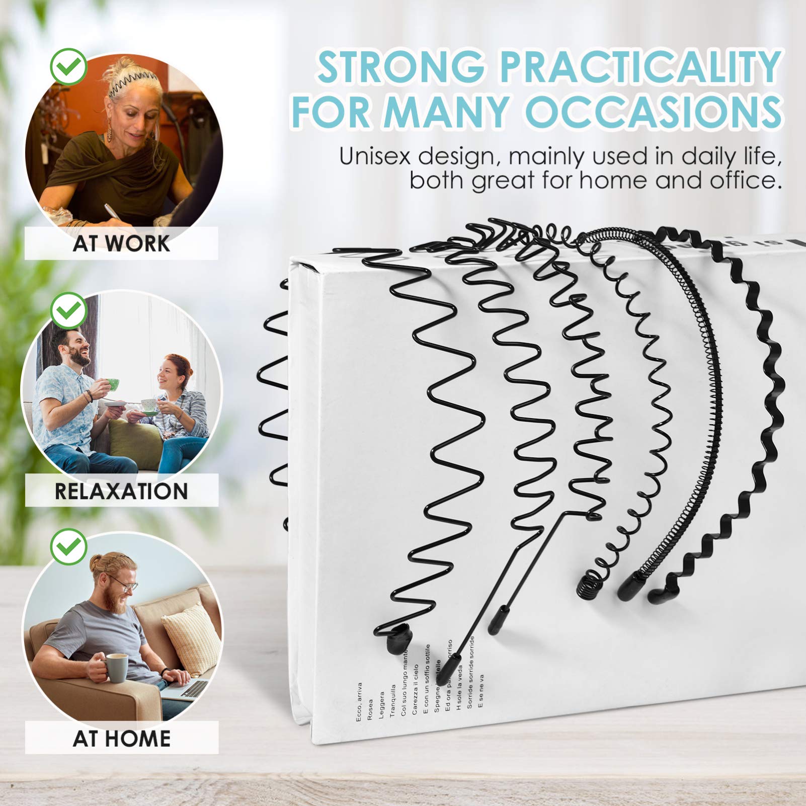 Unisex Metal Wavy Hairband - Soft Elastic Stretch Headband for Men & Women (8Pcs) - Perfect for Sports, Workouts, Yoga & Everyday Fashion