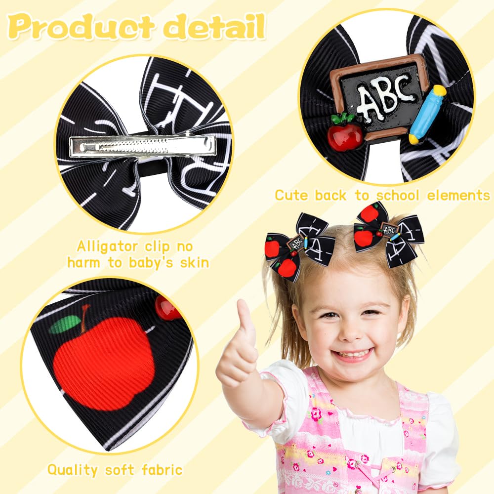 Elegant Bow Hair Clips for Girls - 2PCS Cute Hair Accessories with Fruit, Pencil & Letter Designs - Perfect for School, Parties & Hair Styling - French Tip Hairpins for Elegant Hair Decorations