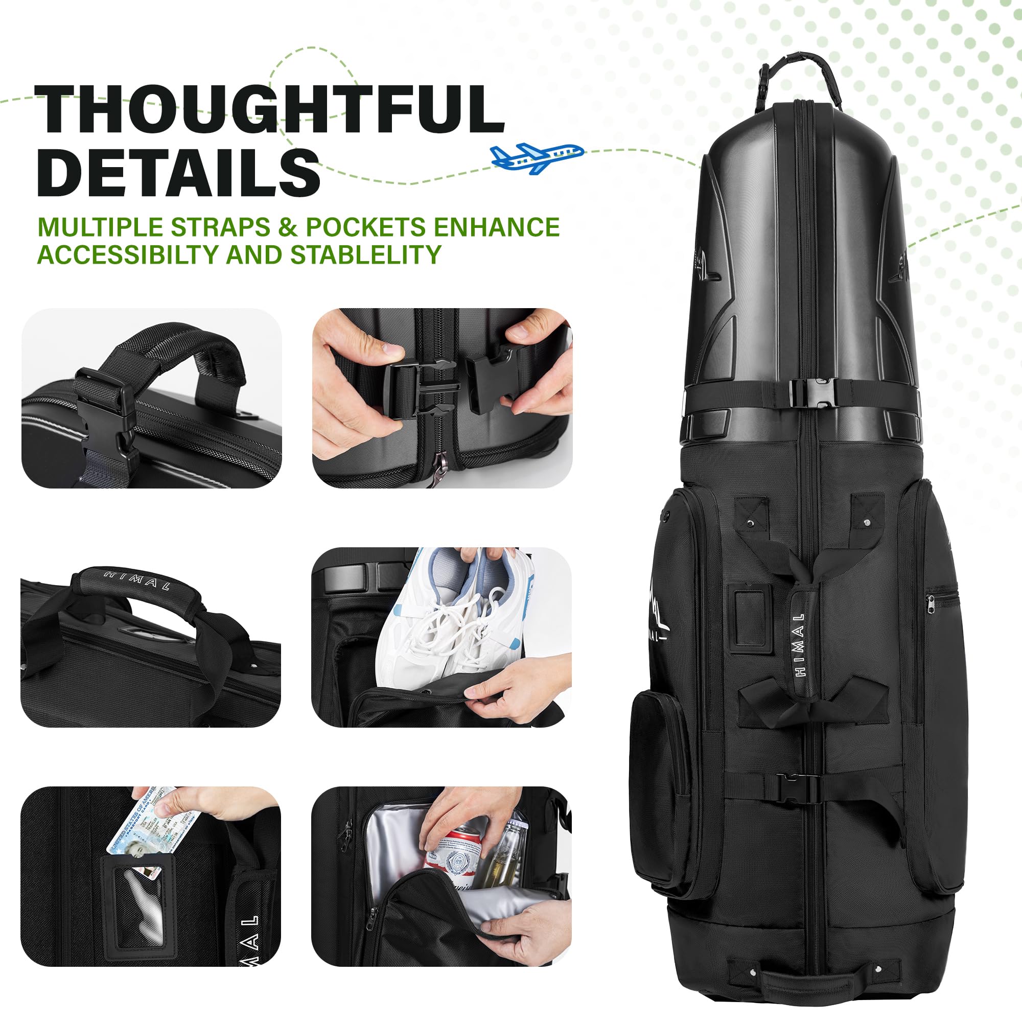 Premium 1680D Heavy Duty Golf Travel Bag with Hard Case Top - Airline Approved, Wheeled Golf Club Carrier for Easy Transport | Perfect for Air Travel & Golf Tournaments