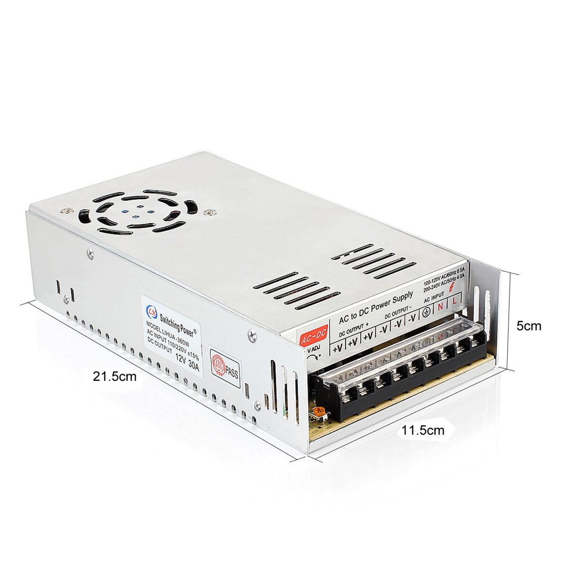 SUPERNIGHT 12V 30A 360W AC to DC Power Supply Converter - Universal Regulated Switching Transformer for 3D Printers, CCTV Cameras, LED Strip Lights, Computer Projects - Perfect for Home, Office & Industrial Use