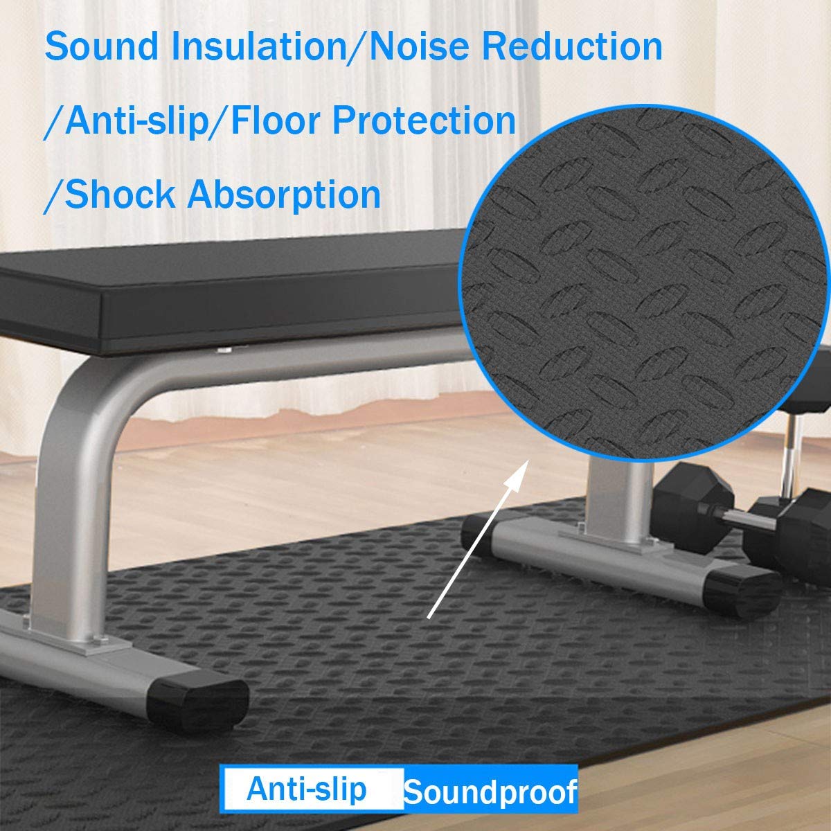 Premium EVA Rubber Exercise Equipment Mat - Large 175x80cm Treadmill Mat, Soundproof & Shock Absorbing Floor Protection for Home Gym, Treadmill, Exercise Bike & Rowing Machine - Perfect for Noise Reduction & Equipment Protection in Home Workouts