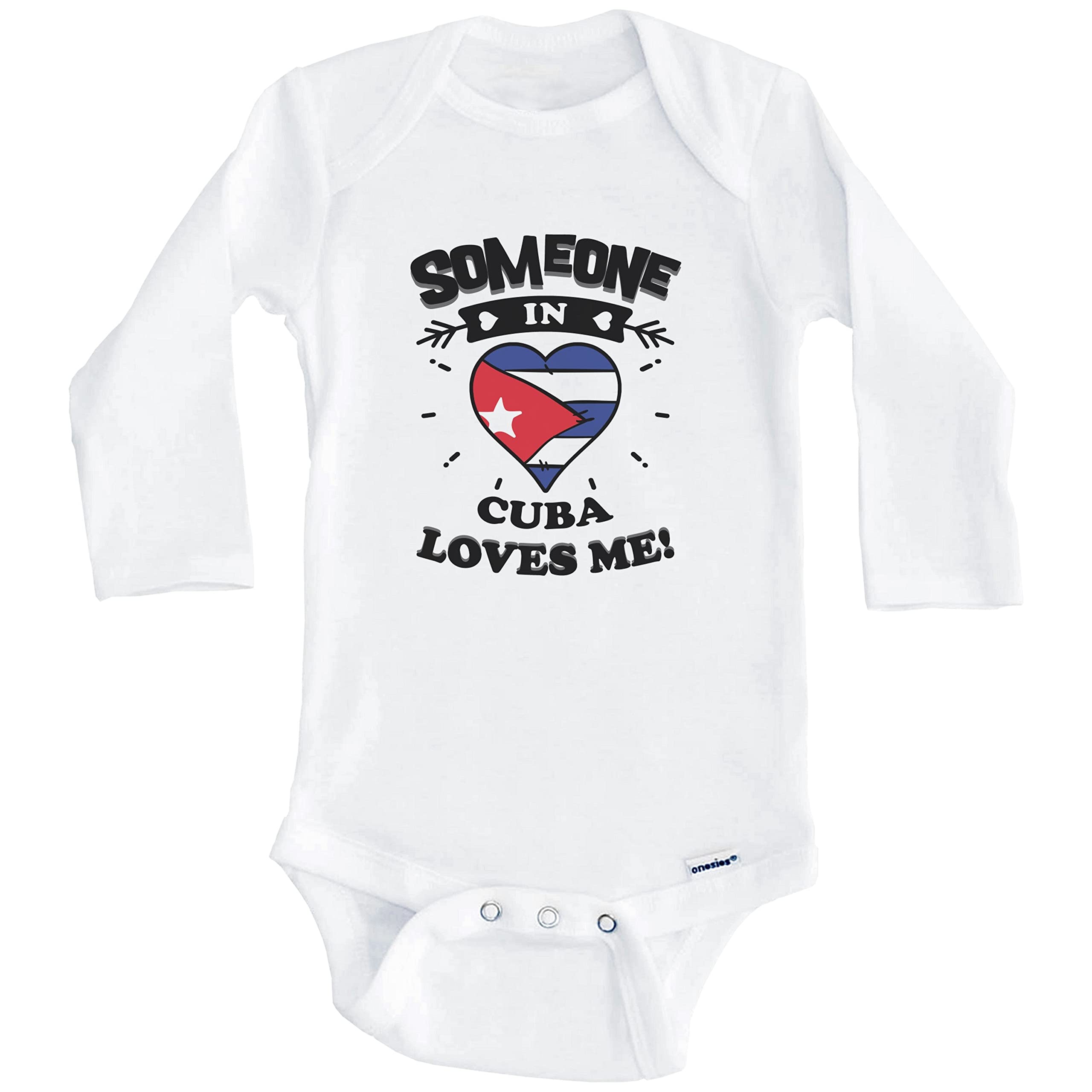 Someone in Cuba Loves Me Cuban Heart One-Piece Baby Bodysuit - Long Sleeve Infant Romper for Boys & Girls - Perfect for Family Photos, Holidays & Casual Outings