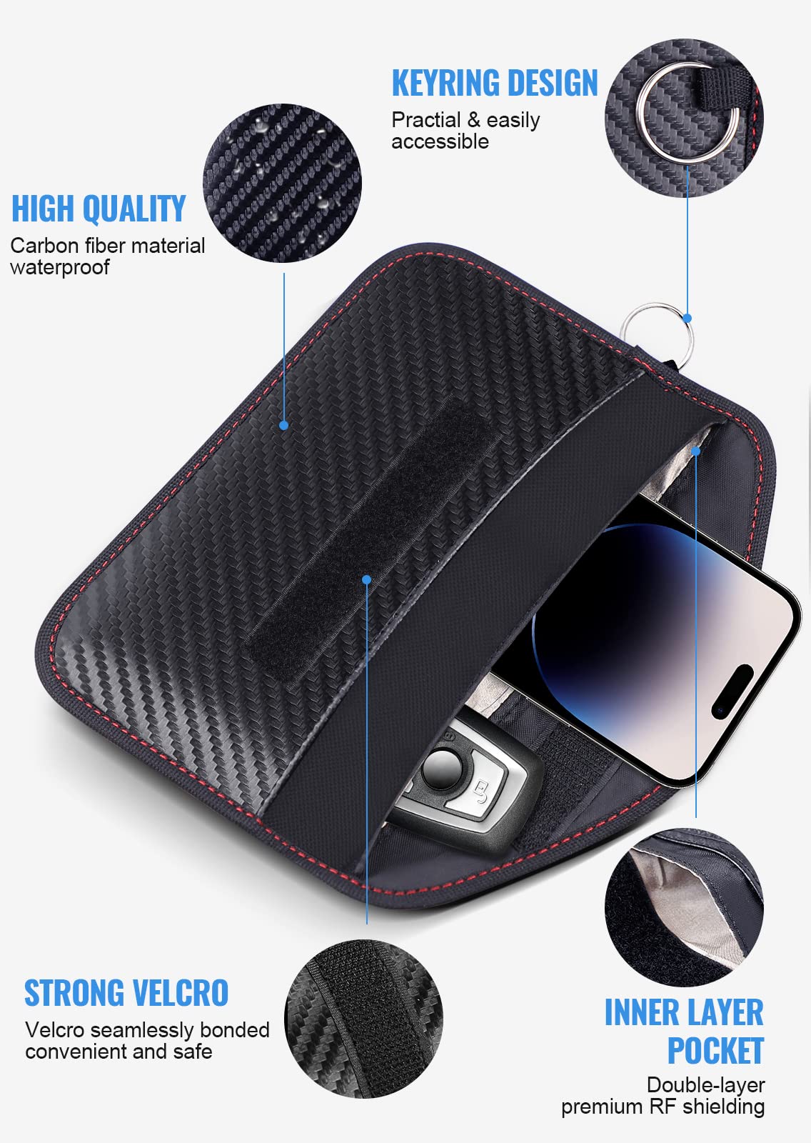 Faraday Pouch for Car Keys - RFID Signal Blocking Bag (2 Pack) | Anti-Theft Key Fob Protector | Perfect for Keyless Entry Vehicles, Parking Lots & Home Security