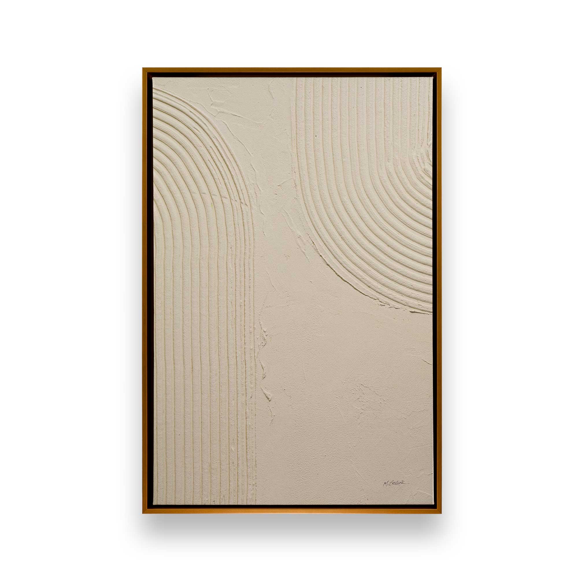 Beige Abstract Echoed Curves Canvas Wall Art Print - Modern Home Decor for Living Room, Bedroom & Office