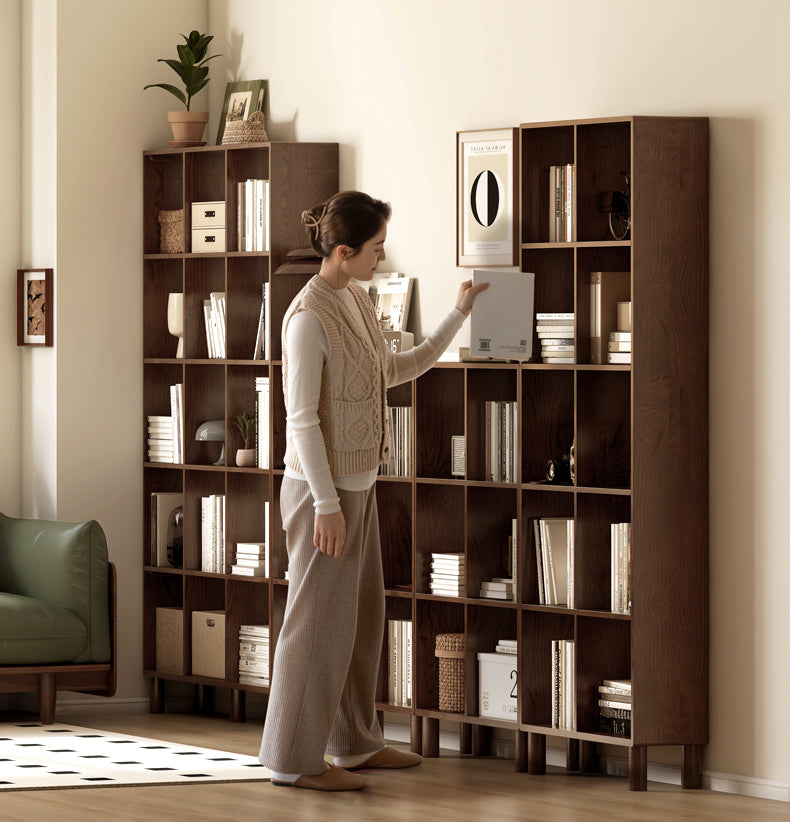 Oak & Beech Solid Wood Modular Bookshelf - Customizable Storage for Home Office, Living Room & Bedroom
