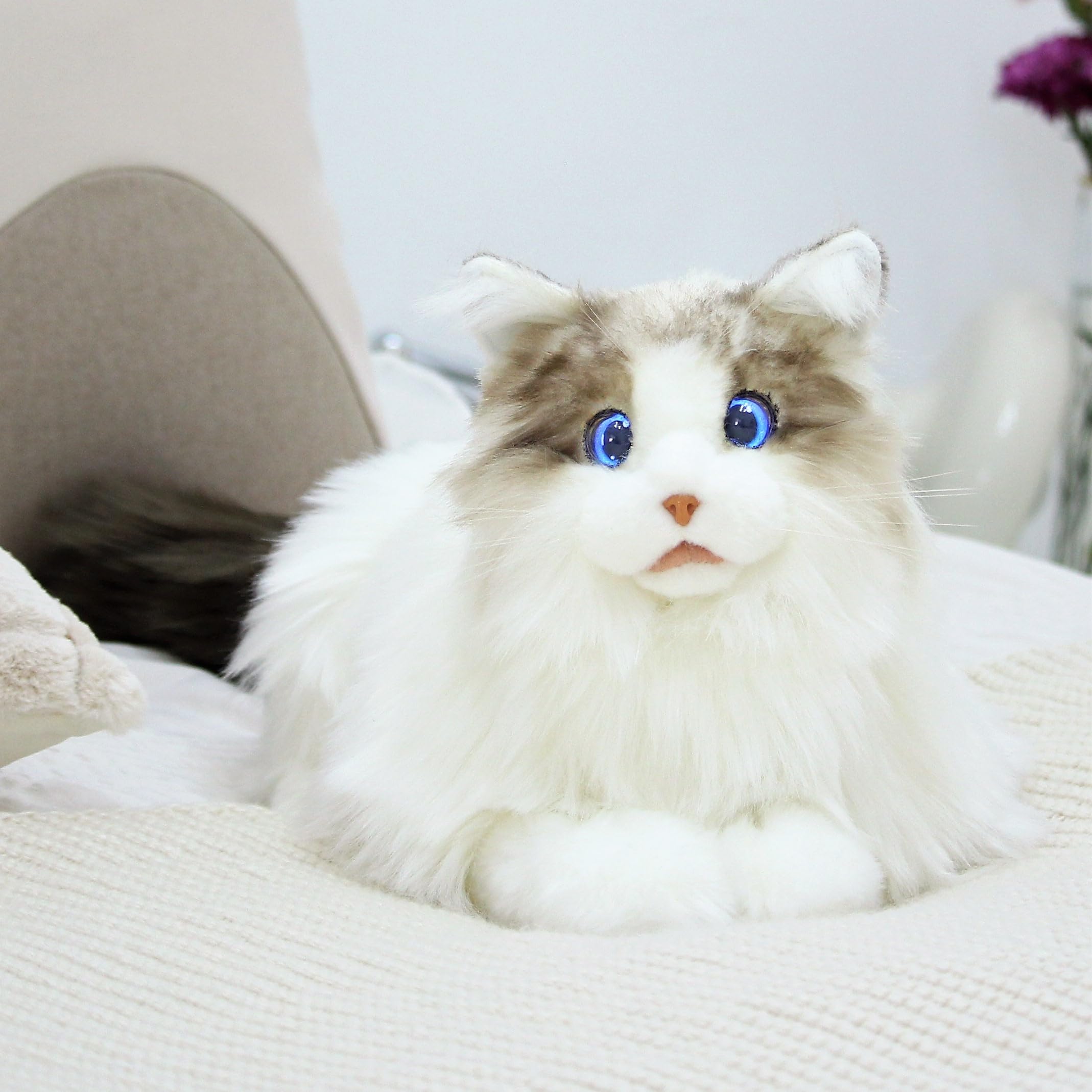 MetaCat Ragdoll - Interactive Companion Robot Cat with Voice Commands, Touch Sensors & Eye Animations - Realistic Lifelike Pet Toy for Kids & Adults - USB-C Rechargeable - Perfect for Therapy, Gifts & Home Companionship