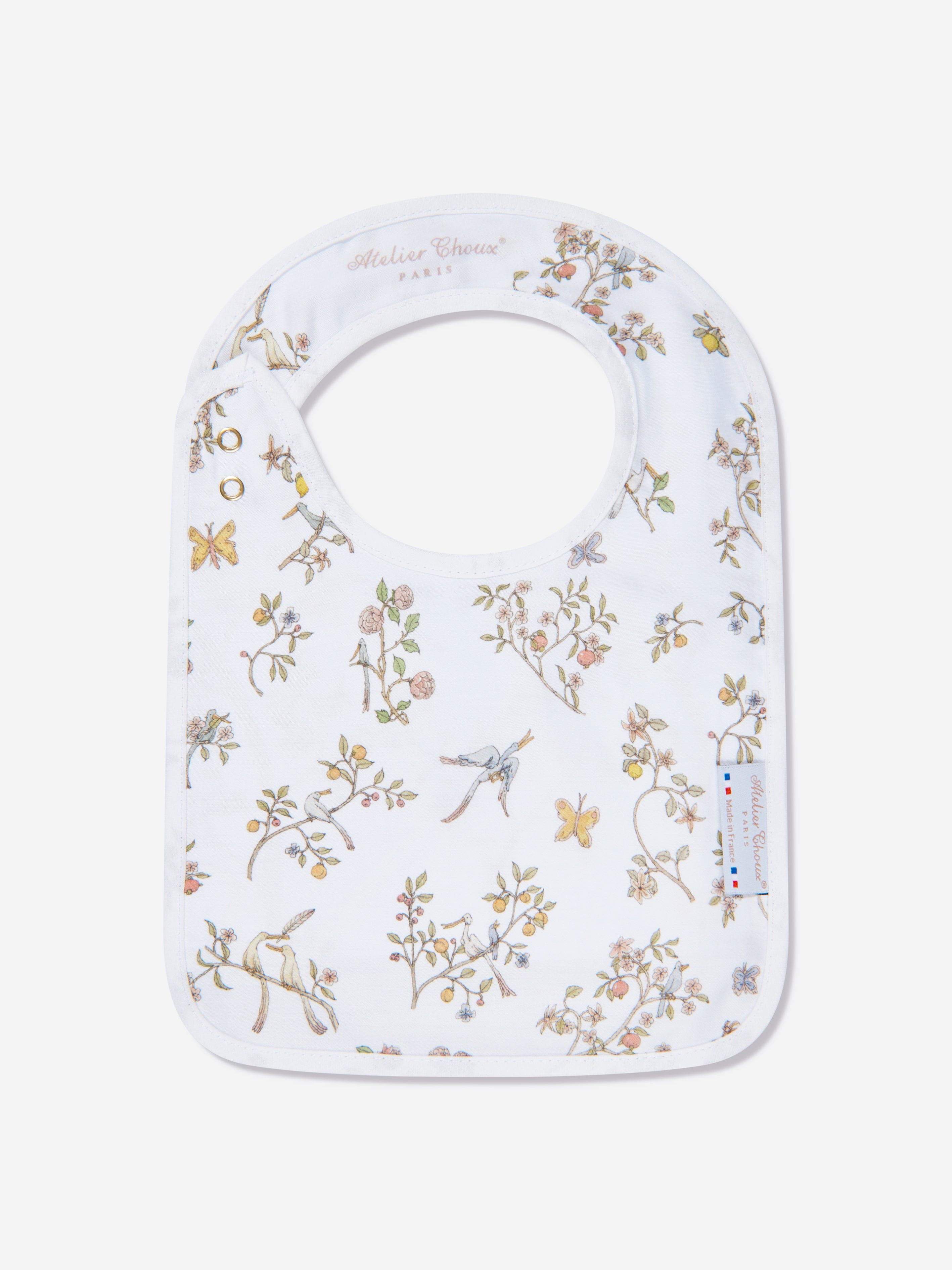 Atelier Choux Baby Boys In Bloom Swaddle & Satin Bib Set - Blue | Soft Newborn Swaddle Blanket & Drool Bib for Boys | Perfect for Nursery, Photo Shoots & Gift Giving