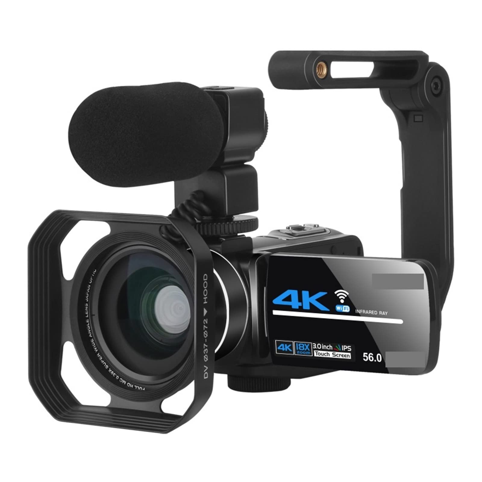 AUBEST 4K 56MP Digital Video Camera Camcorder with 18X Zoom, Night Vision & Webcam for Vlogging, YouTube, Travel, Photography (No SD Card Included) - Perfect for Content Creators, Travel Vloggers & Live Streaming