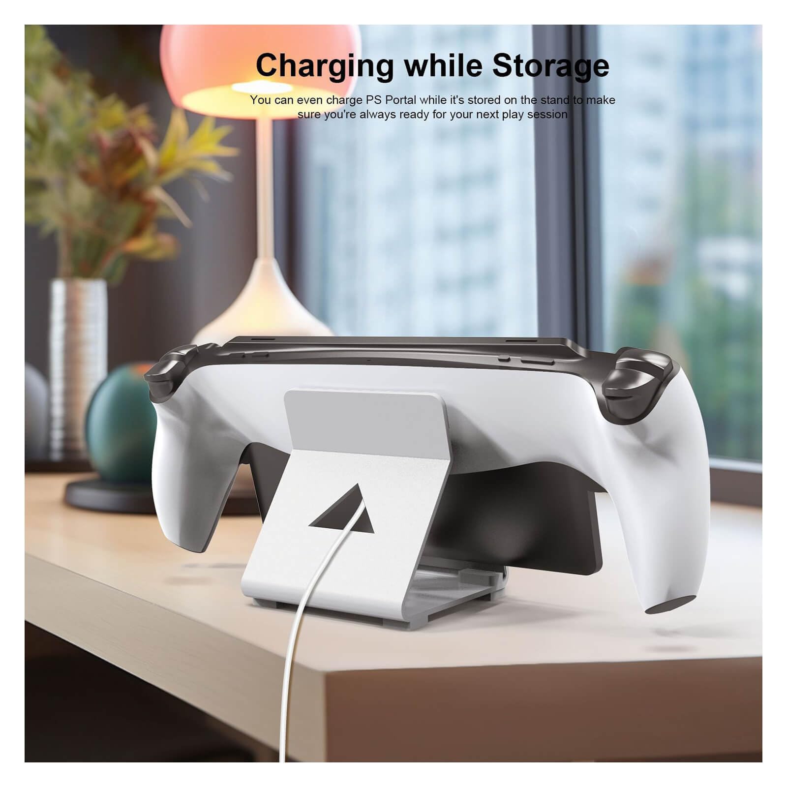 HEATFUN PS5 Portal Remote Player Metal Stand - White | Premium Aluminum Holder for PlayStation 5 Accessories | Perfect for Gaming Setup & Living Room Organization