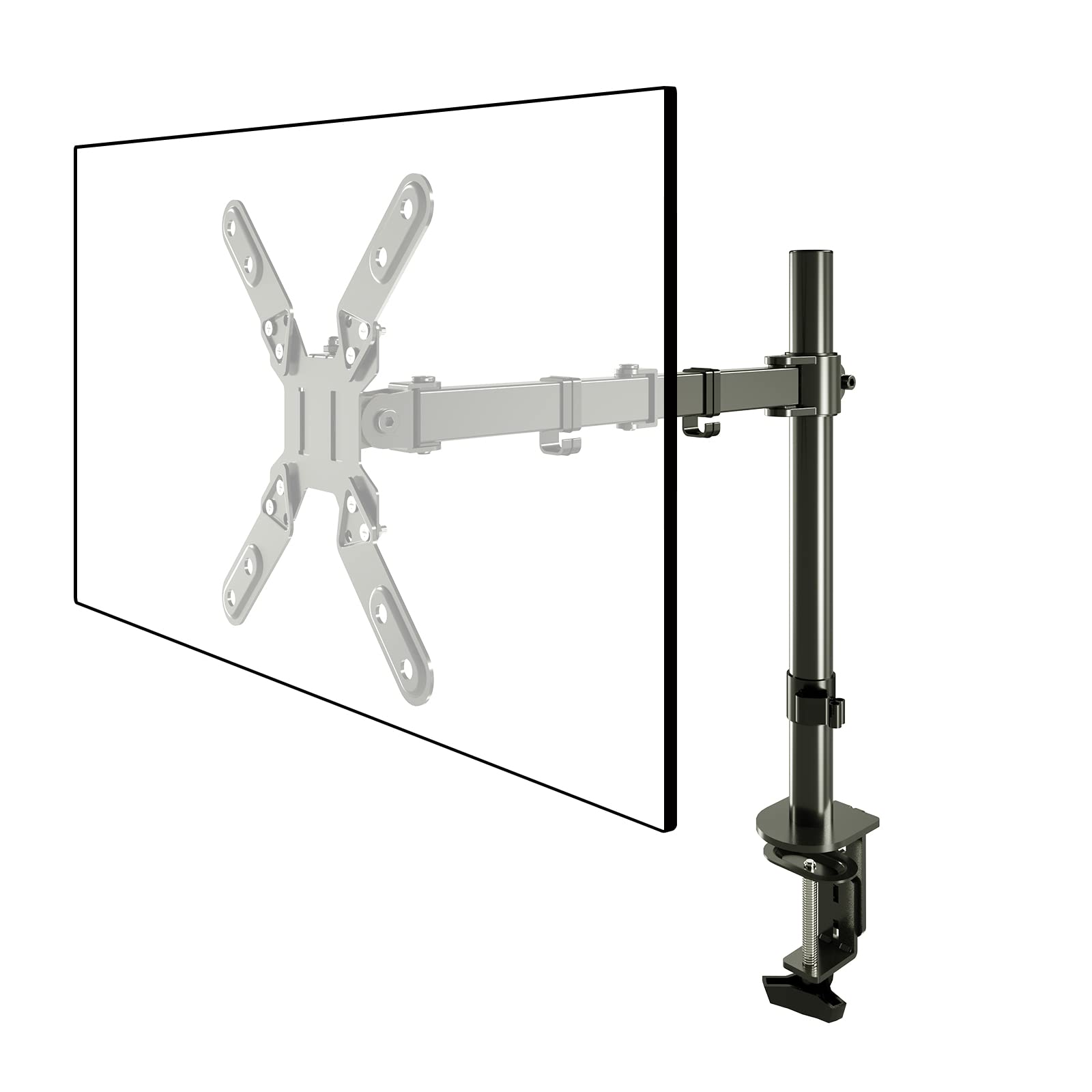 Adjustable Single Monitor Mount Stand with VESA 75x75 to 200x200mm - Heavy Duty Desk Clamp for 13-39 Inch Monitors & TVs - Ergonomic Arm for Home Office, Gaming & Workspace Setup