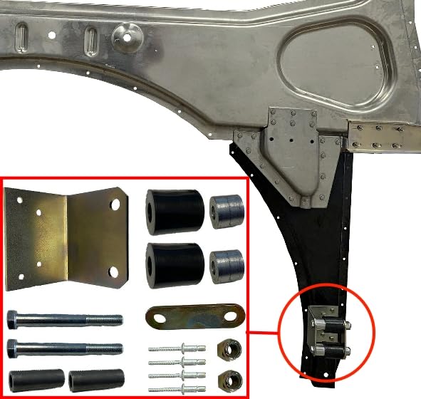Peterbilt 379 Lower Roller Bracket Kit with Rollers & Hardware - Right Passenger Side Replacement Part for Semi Truck Maintenance & Repair