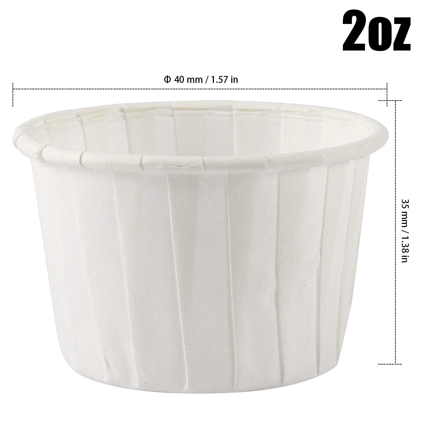 800 Pack 2 oz White Food Grade Paper Souffle Cups - Disposable Treated Portion Cups for Condiments, Popcorn, Candies, Samples & Measuring | Perfect for Parties, Catering, Restaurants & Home Use
