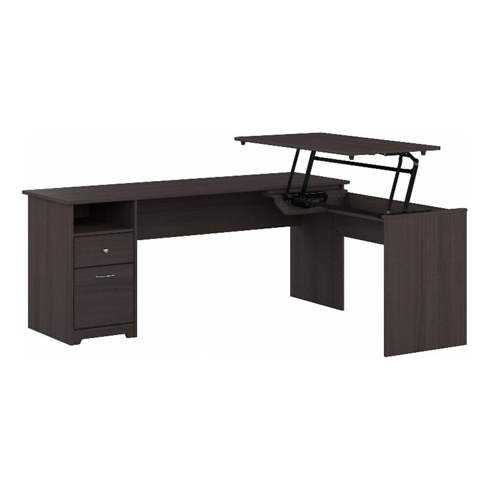 Bush Furniture Cabot Collection L-Shaped Standing Desk with Drawers - 72W x 23D x 42H Adjustable Height Sit to Stand Corner Workstation with Storage | Perfect for Home Office, Gaming Setup & Small Workspaces