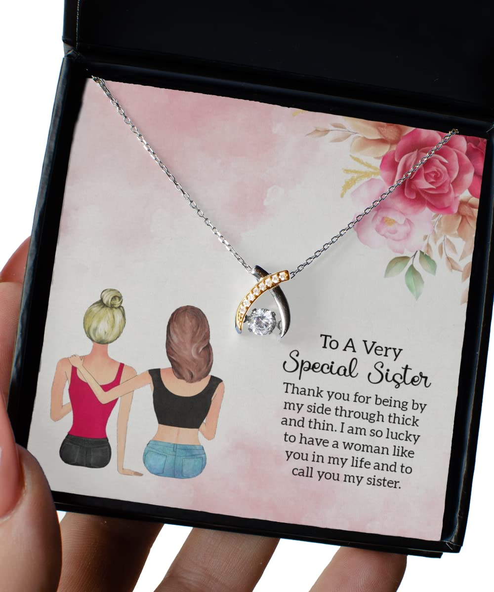 Unique Wishbone Dancing Necklace for Sister - Perfect Birthday, Christmas & Special Occasion Jewelry Gift - Elegant & Meaningful Sister Keepsake for Daily Wear or Celebrations