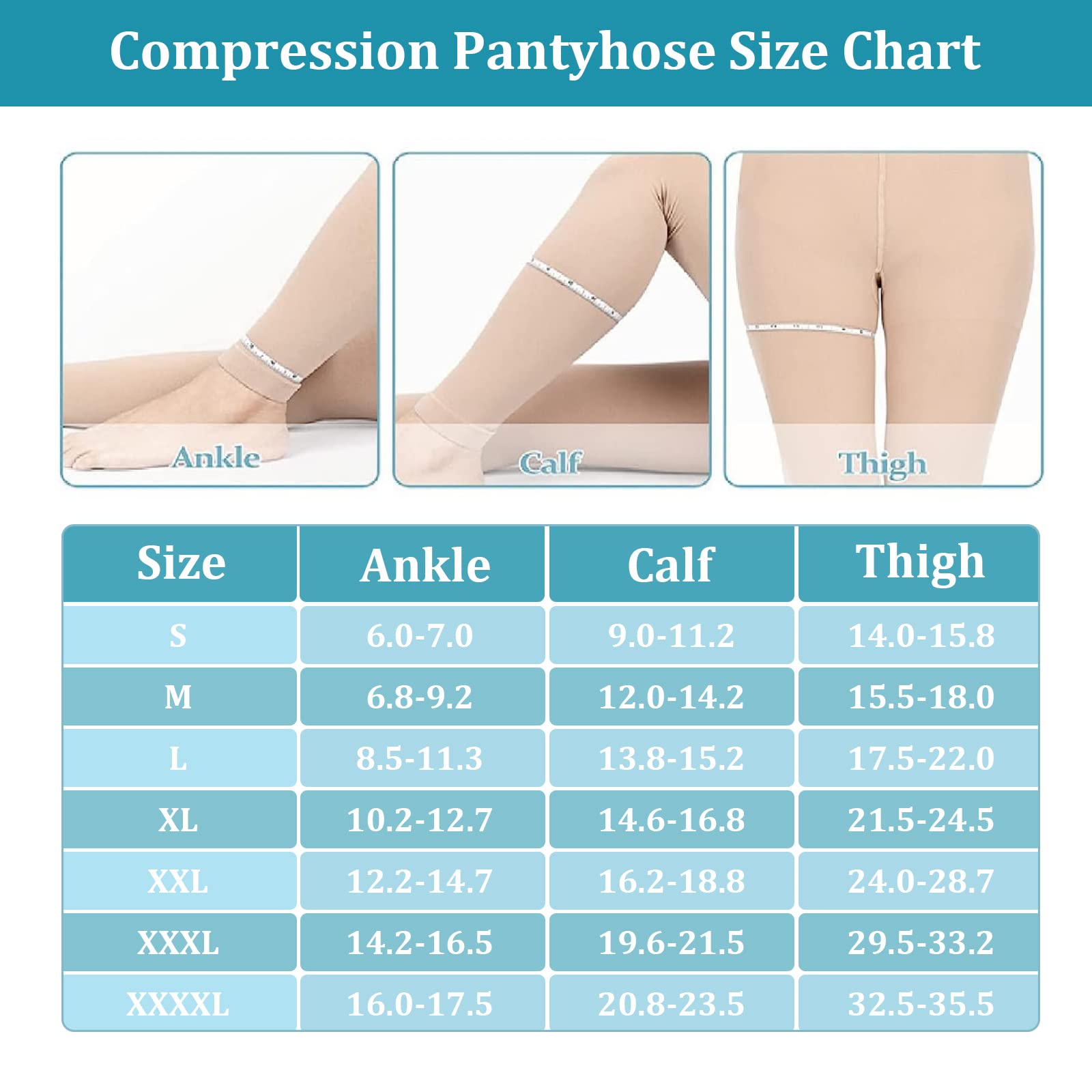 2XL Compression Pantyhose for Women & Men - Footless Medical Compression Stockings 15-20 mmHg Support - Beige Color - Ideal for Varicose Veins, Swelling Relief & Post-Surgery Recovery