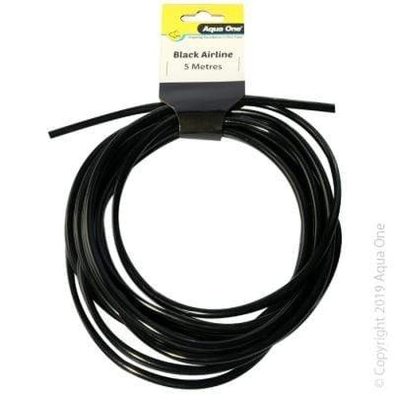 Aqua One Black PVC Airline Tubing 5m - High-Quality Fish Tank Air Pump Hose for Aquariums, Hydroponics & Pond Aeration - Durable, Flexible & Kink-Resistant
