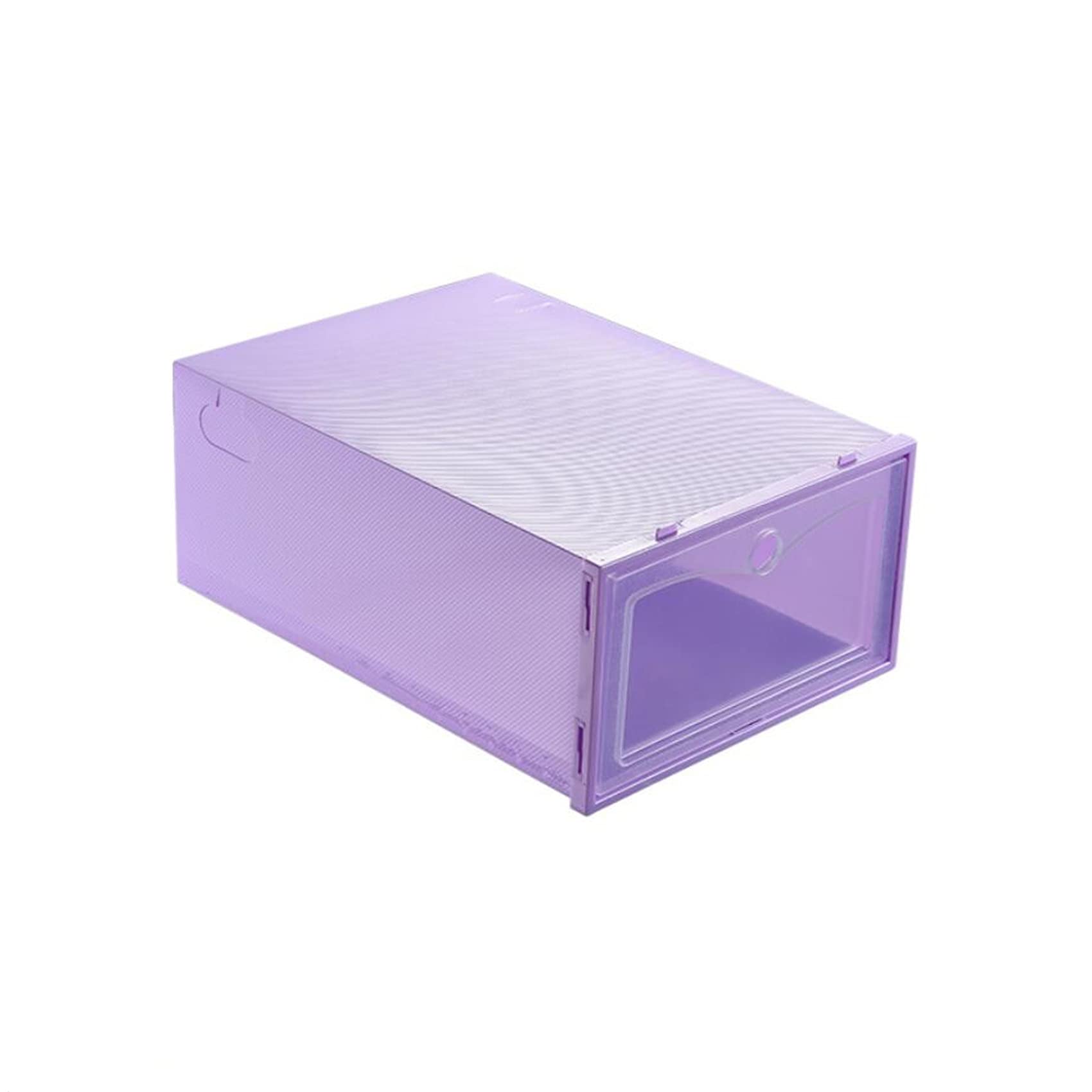 Stackable Clear Plastic Shoe Storage Box with Lid - Organizer for Men & Women Shoes - Space Saving Shoe Box for Closet, Bedroom, or Entryway Organization (Purple)