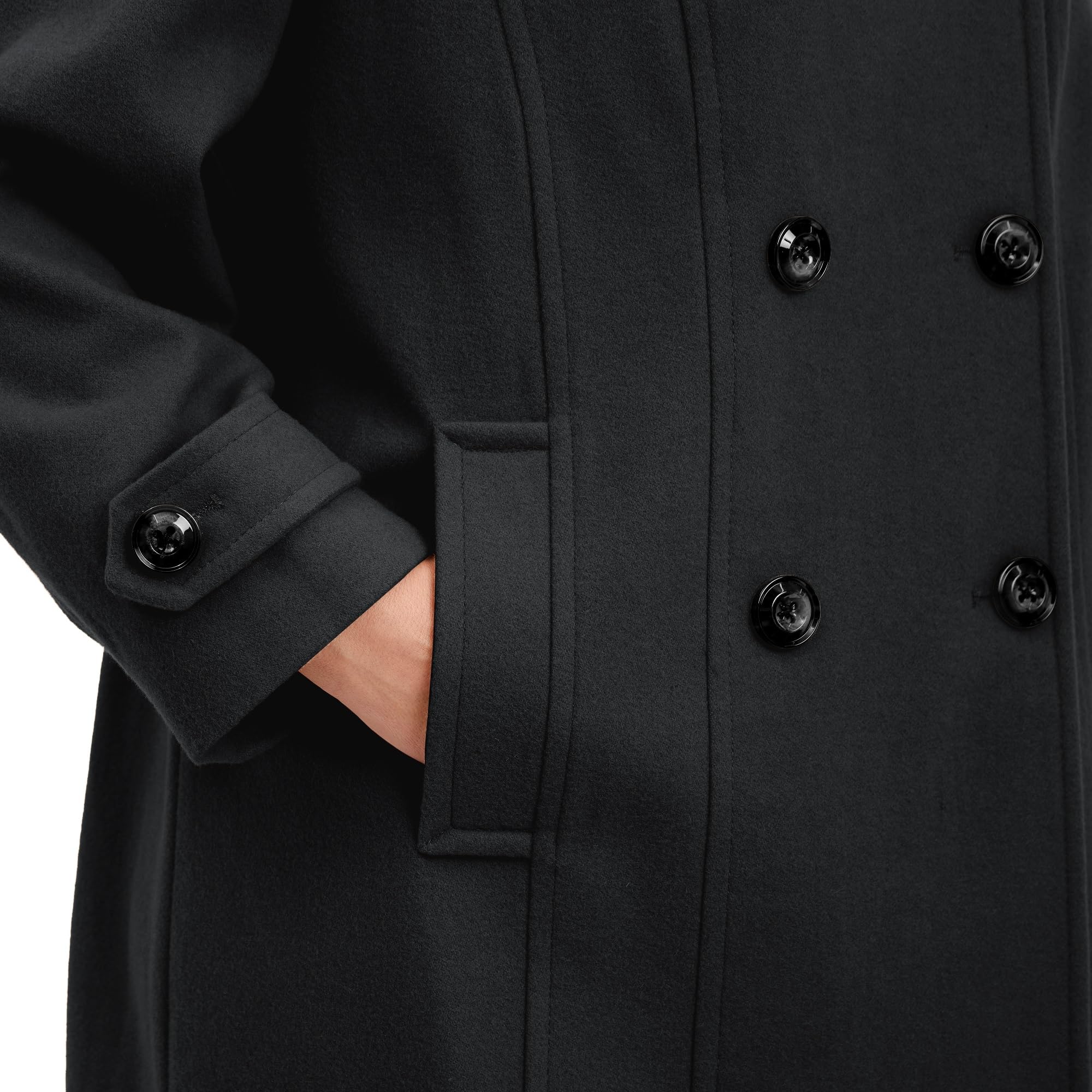 Anne Klein Women's Classic Double Breasted Wool Coat - Plus Size Winter Trench Coat for Office, Business & Formal Occasions