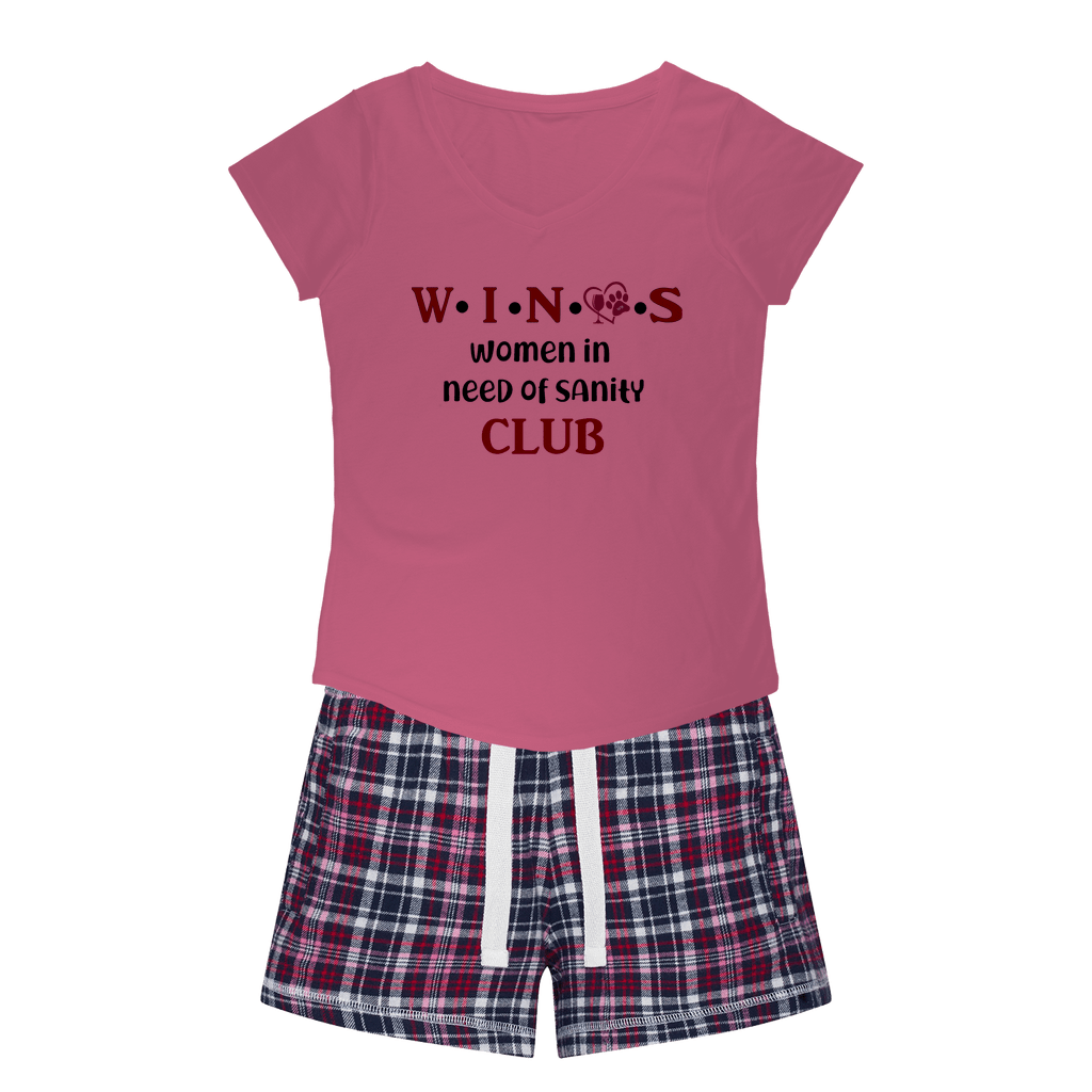 Wine Lovers Club Cozy Sleep Tee & Flannel Shorts for Women - Perfect for Girls Night In, Wine Tasting & Relaxing at Home