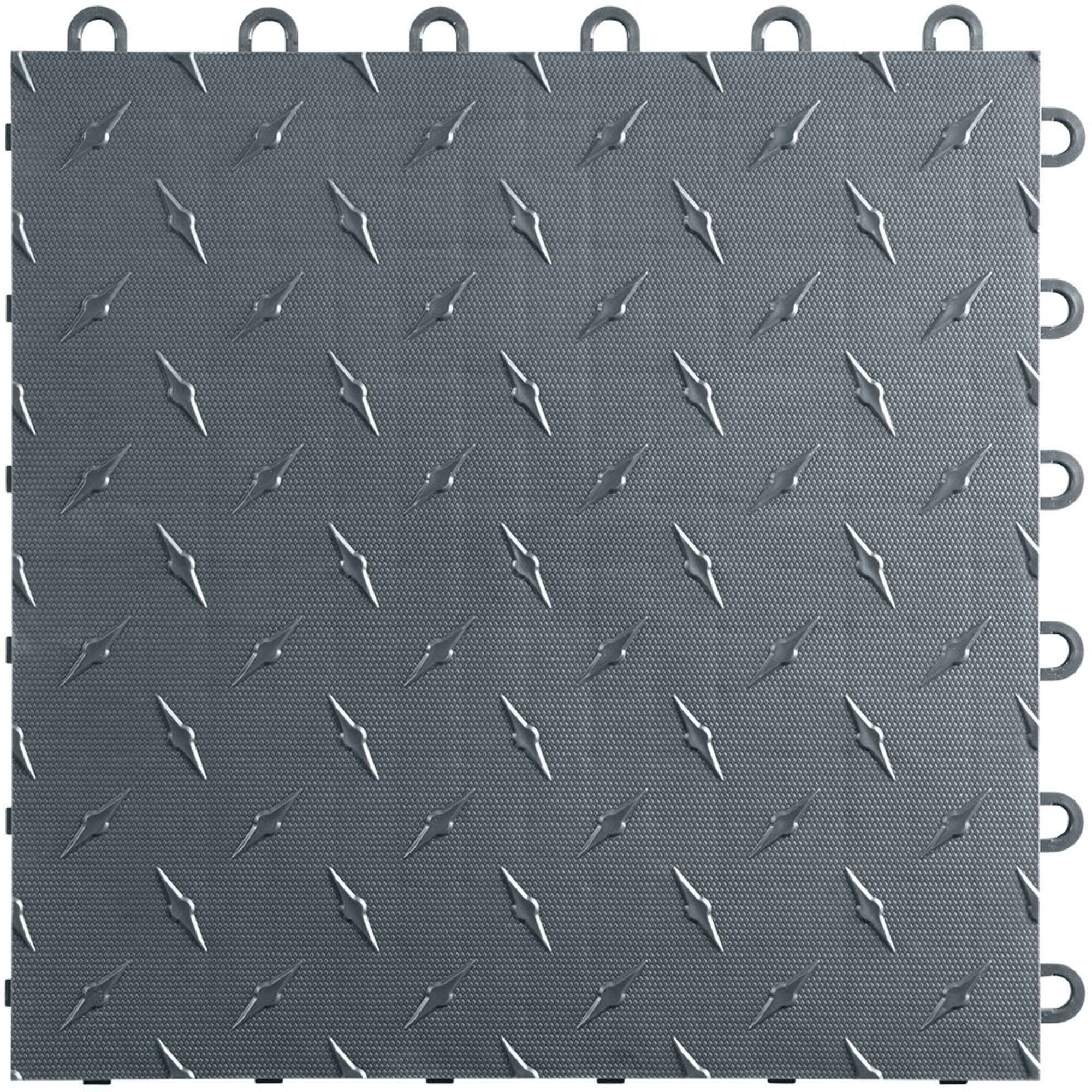 Speedway Garage Floor Diamond Tile - 12 x 12 Inch Interlocking PVC Tiles, Grey (50-Piece Set) - Durable & Slip-Resistant for Workshop, Basement, and Home Gym Flooring