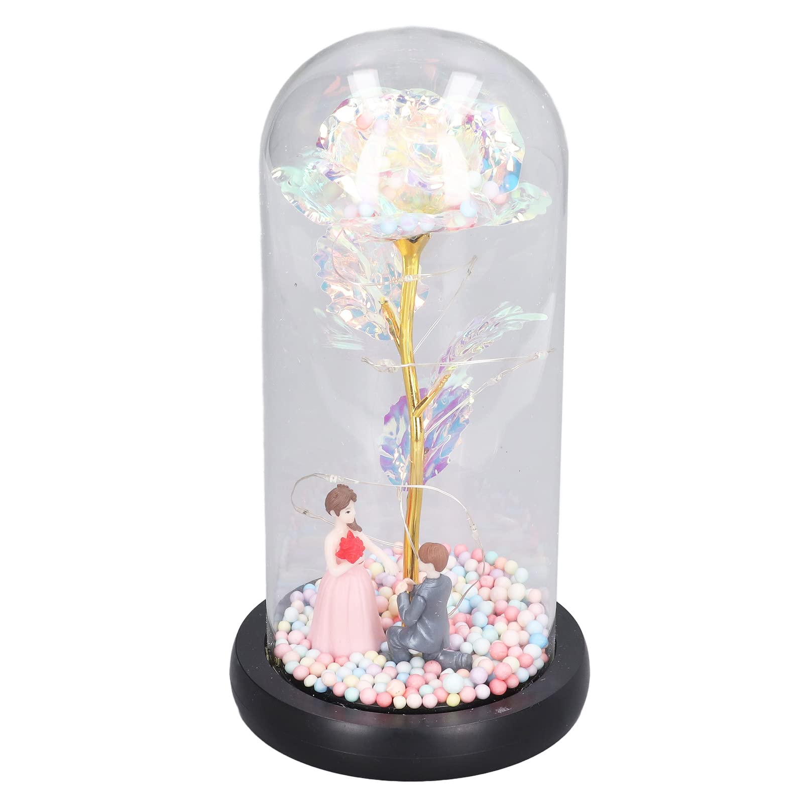 Jeanoko Rose Glass Night Light - Handmade LED Flower Lamp, Colorful & Romantic Gift for Wedding, Home Decor, Living Room, Bedroom, Nursery | Perfect for Anniversary, Valentine's Day & Birthday Presents