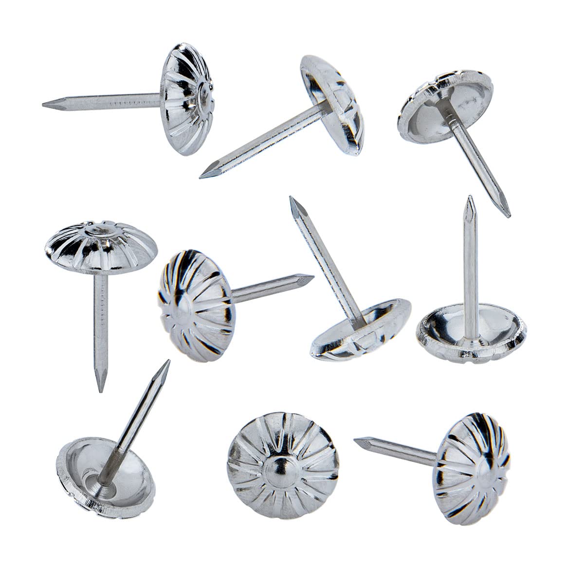 300PCS Silver Daisy Upholstery Tacks - 7/16 Inch Decorative Furniture Nails for DIY Upholstery Projects, Home Decor & Crafting - Perfect for Sofas, Chairs, Headboards & More