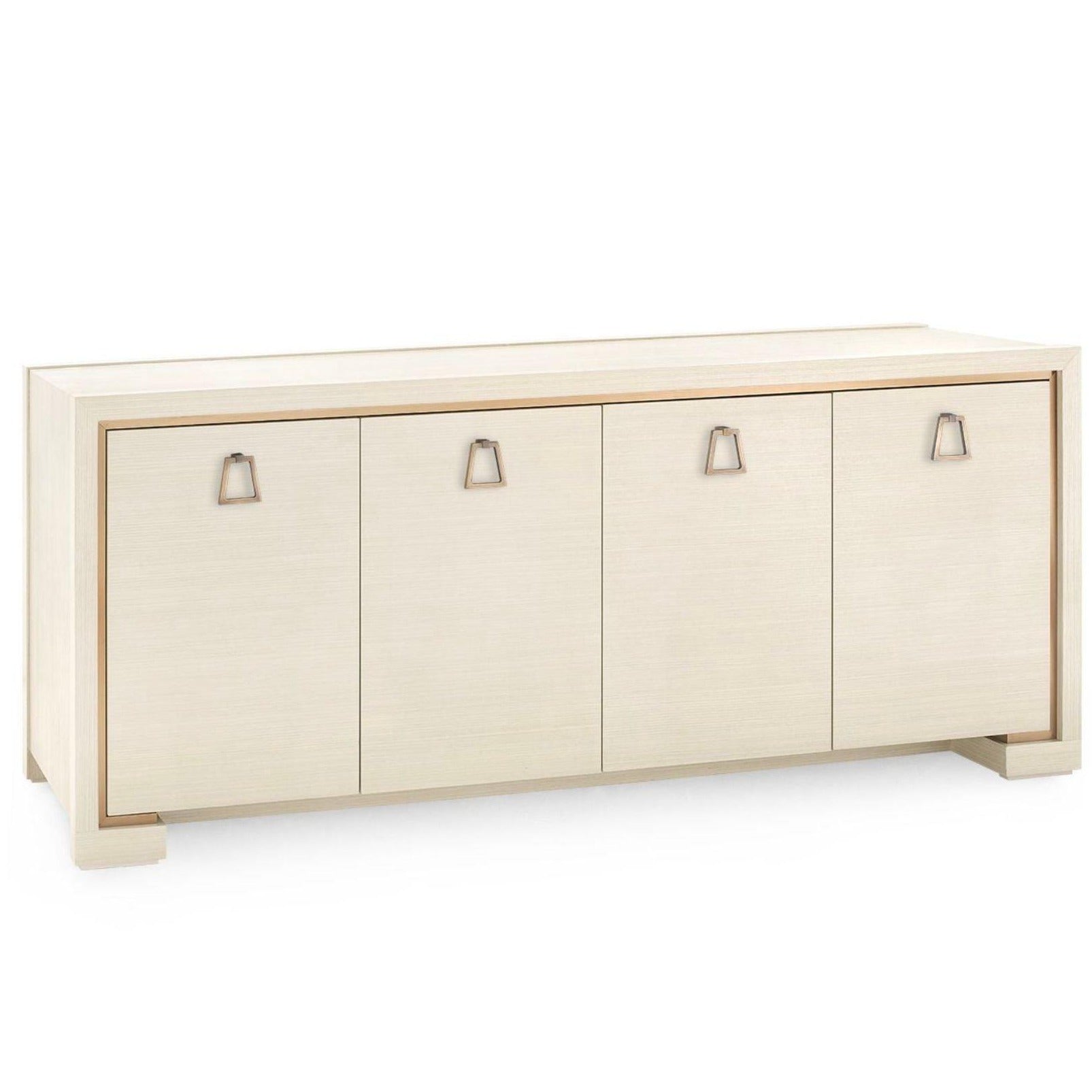 Blake Four Door Cabinet in Blanched Oak - Customizable Pull Options for Living Room, Bedroom & Office Storage