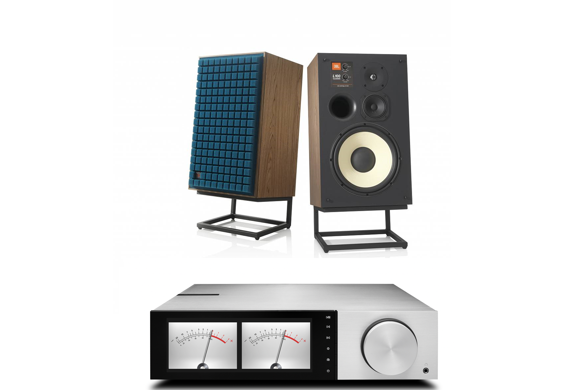 JBL L100 Classic 12 Inch 3-Way Bookshelf Speakers Pair with Cambridge Audio Evo 150 Delorean Edition Integrated Amplifier Bundle - Premium Home Audio System for Music Lovers & Hi-Fi Enthusiasts