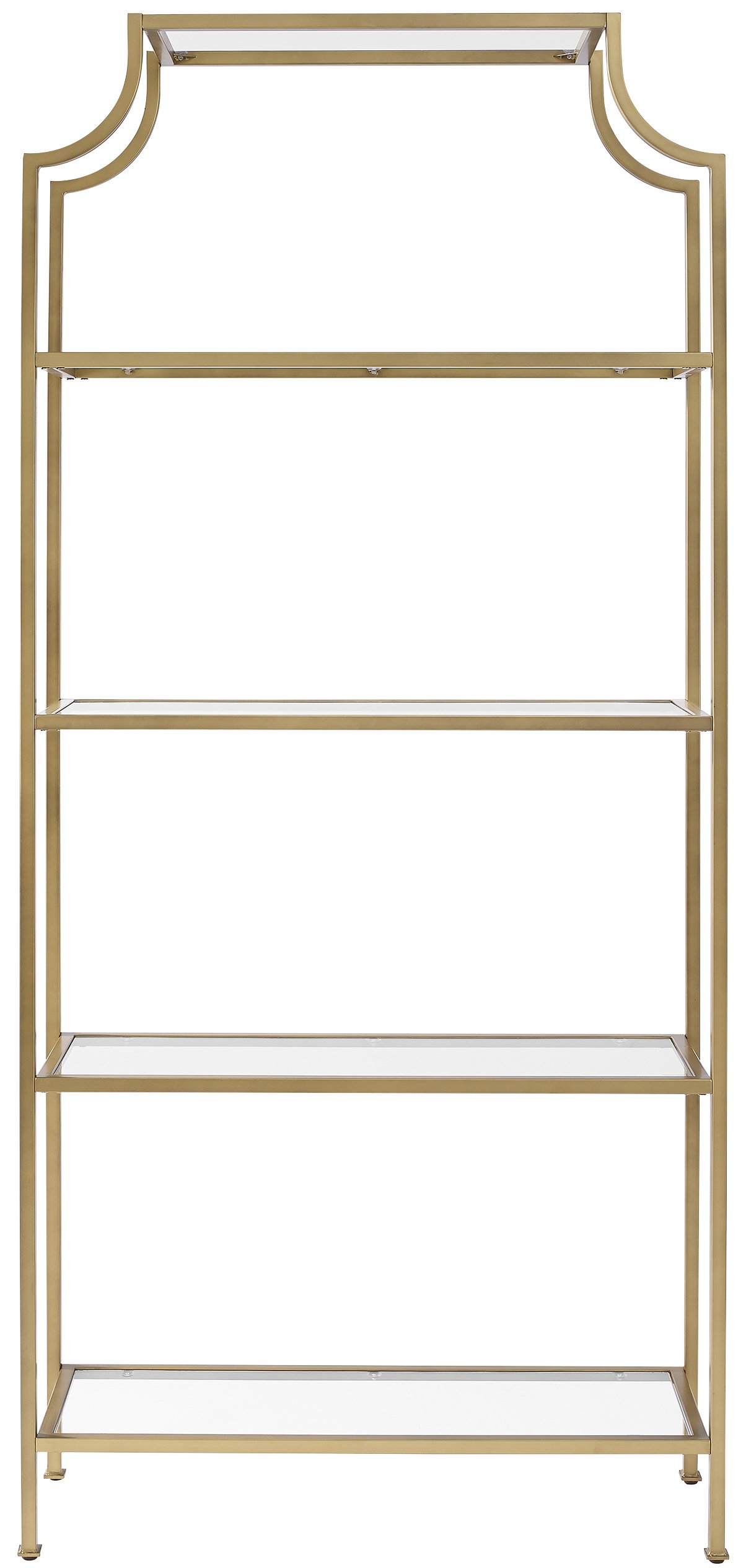 Crosley Furniture Aimee Bookshelf - Gold & Glass Bookcase with 5 Shelves for Home & Office Storage - Perfect for Living Room, Bedroom, or Study Organization