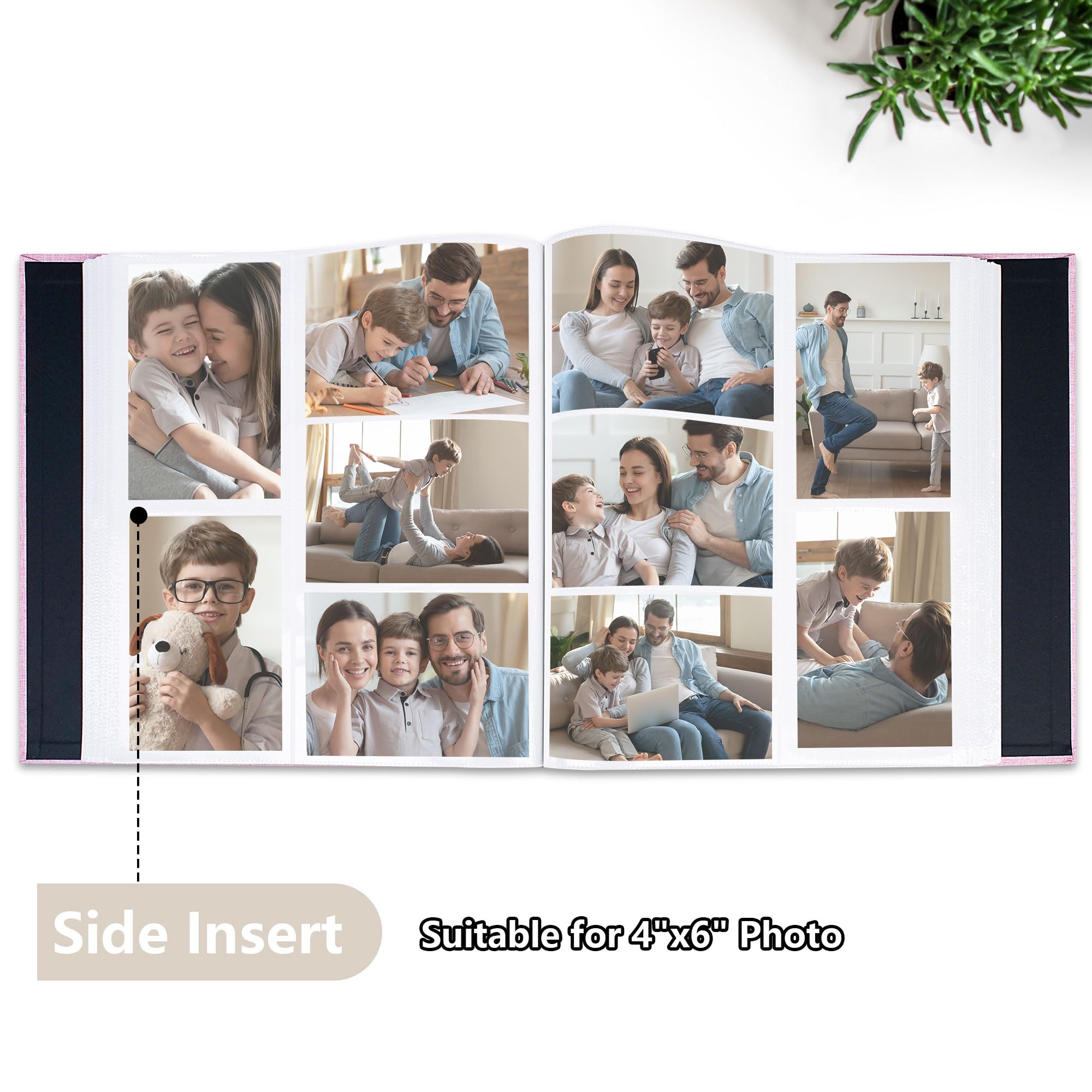 Large Capacity 4x6 Photo Album with Linen Cover - 1000 Pockets for Family, Wedding & Baby Pictures | Holds Vertical Photos | Pink Photo Book for Home Decor, Gift Giving & Memory Preservation