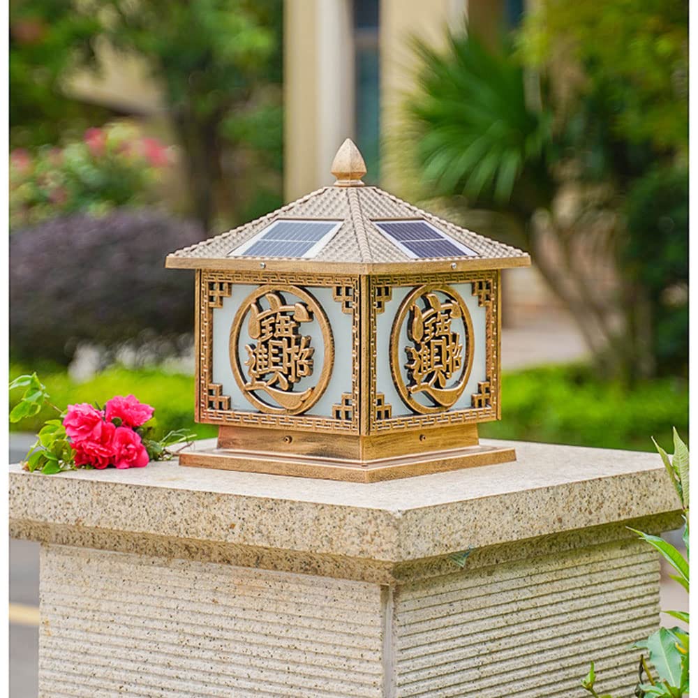 Solar Powered Courtyard Garden Lights - Traditional Chinese Palace Style Pillar Lamps for Outdoor Decoration | Perfect for Patio, Balcony, Porch & Pathway Lighting