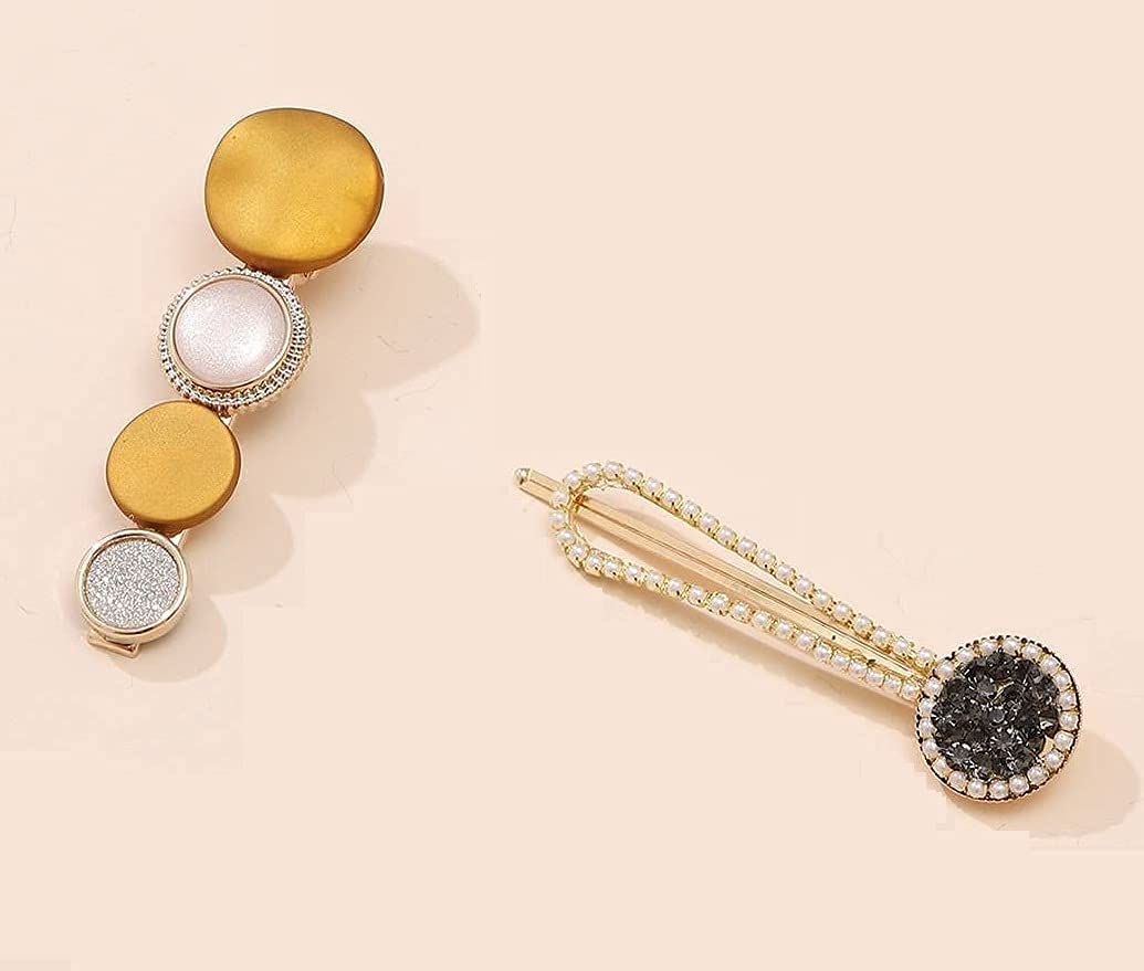 MODINITY 5Pcs Macaron Hair Clips with Pearls - Hair Accessories for Women & Girls - Party & Wedding