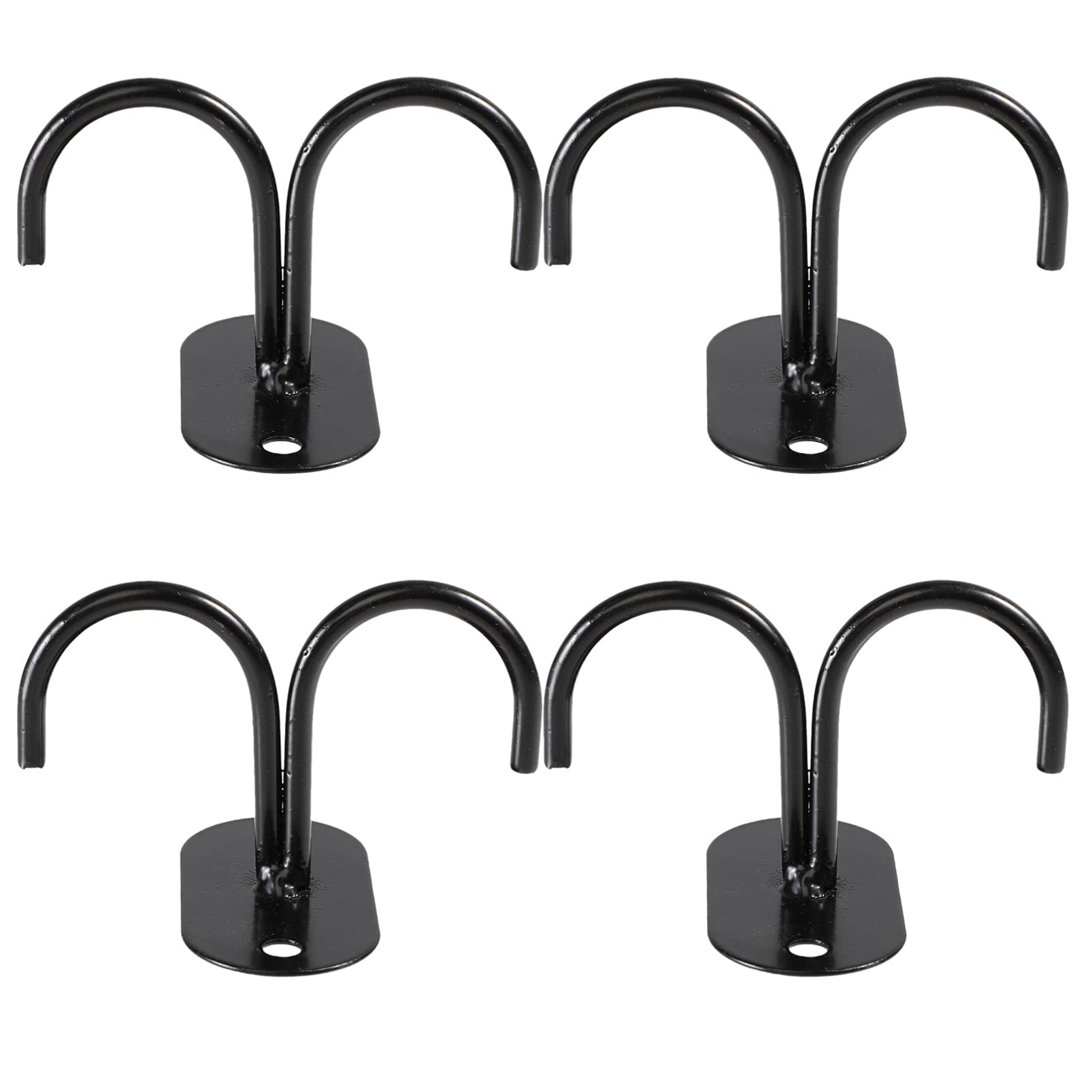 DOITOOL 4-Pack Rustic Under Cabinet Mug Hooks - Heavy Duty Coffee Cup Holder & Kitchen Utensil Organizer - Space Saving Shelf Hanger for Mugs, Cups & More (Black) - Perfect for Small Kitchens, Coffee Bars & Pantry Organization