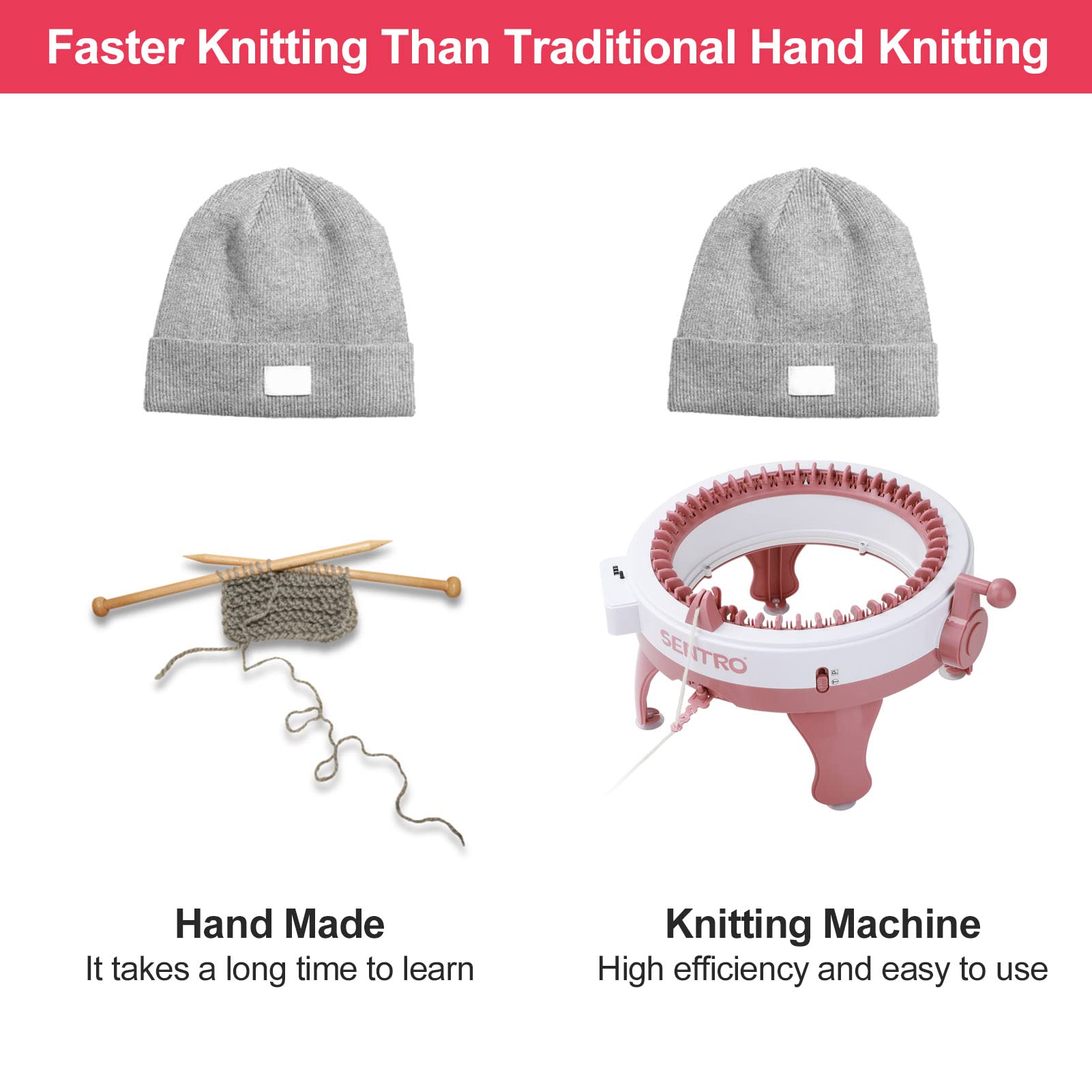 48 Needle DIY Hand Knitting Machine - Rotating Loom Board for Adults & Kids | Easy Yarn Weaving Tool for Scarves, Hats & Blankets | Shoze Knitting Craft Kit