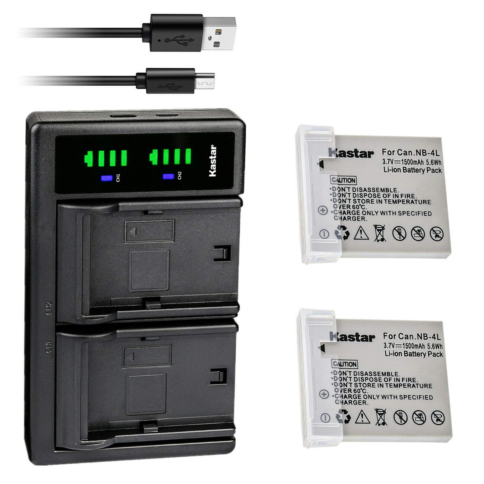 Kastar 2-Pack NB-4L Battery and LTD2 USB Charger Replacement for Canon IXUS i Zoom, i7 Zoom, Wireless, 30, 40, 50, 55 - Perfect for Travel Photography & Backup Power