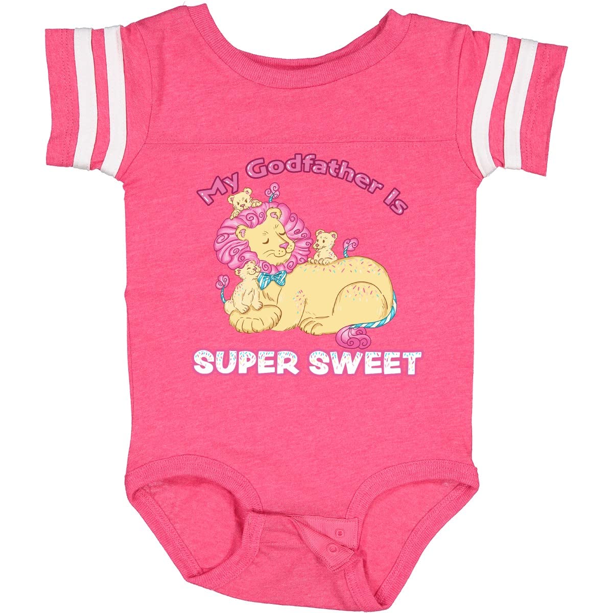 My Godfather is Super Sweet Cotton Candy Lions Baby Bodysuit - Soft Cotton Infant Onesie for Boys & Girls - Perfect for Birthday, Christening & Family Photos