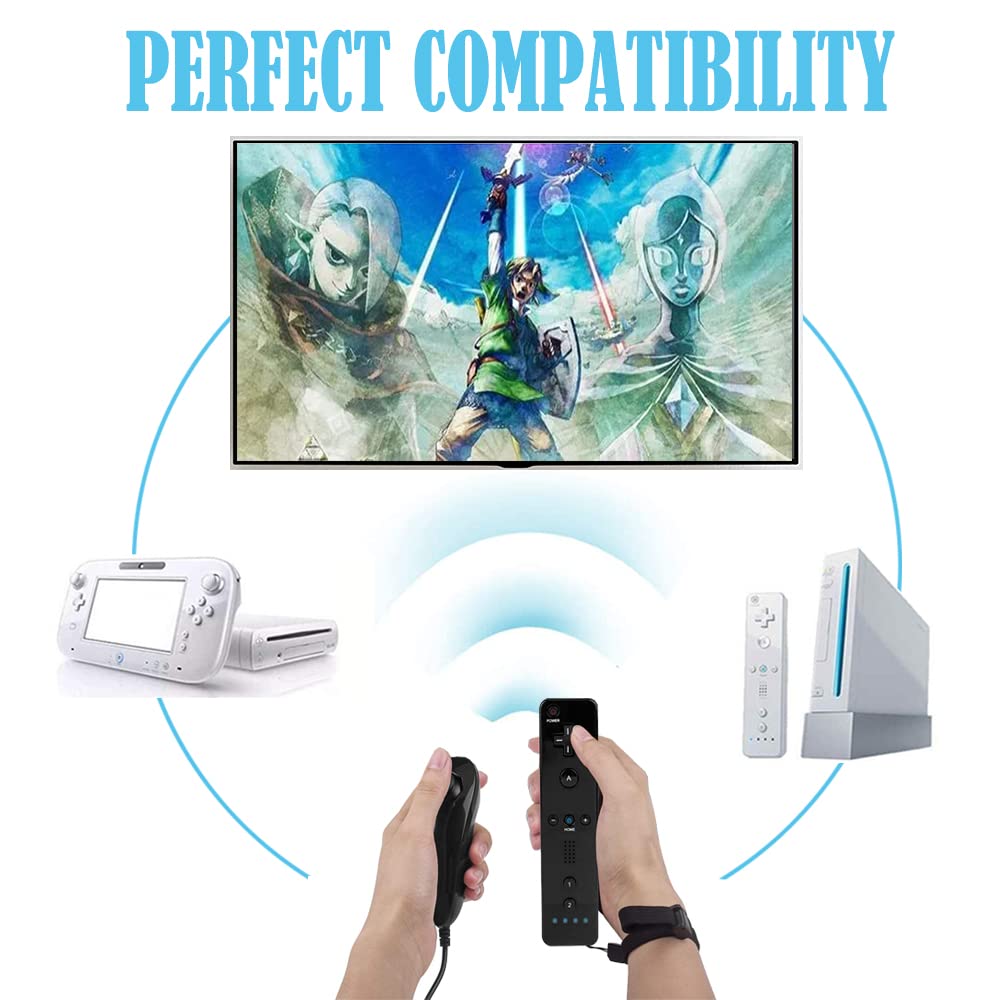 Wireless Wii Remote Controller 2-Pack for Wii U - White & Black for Gaming & Fitness