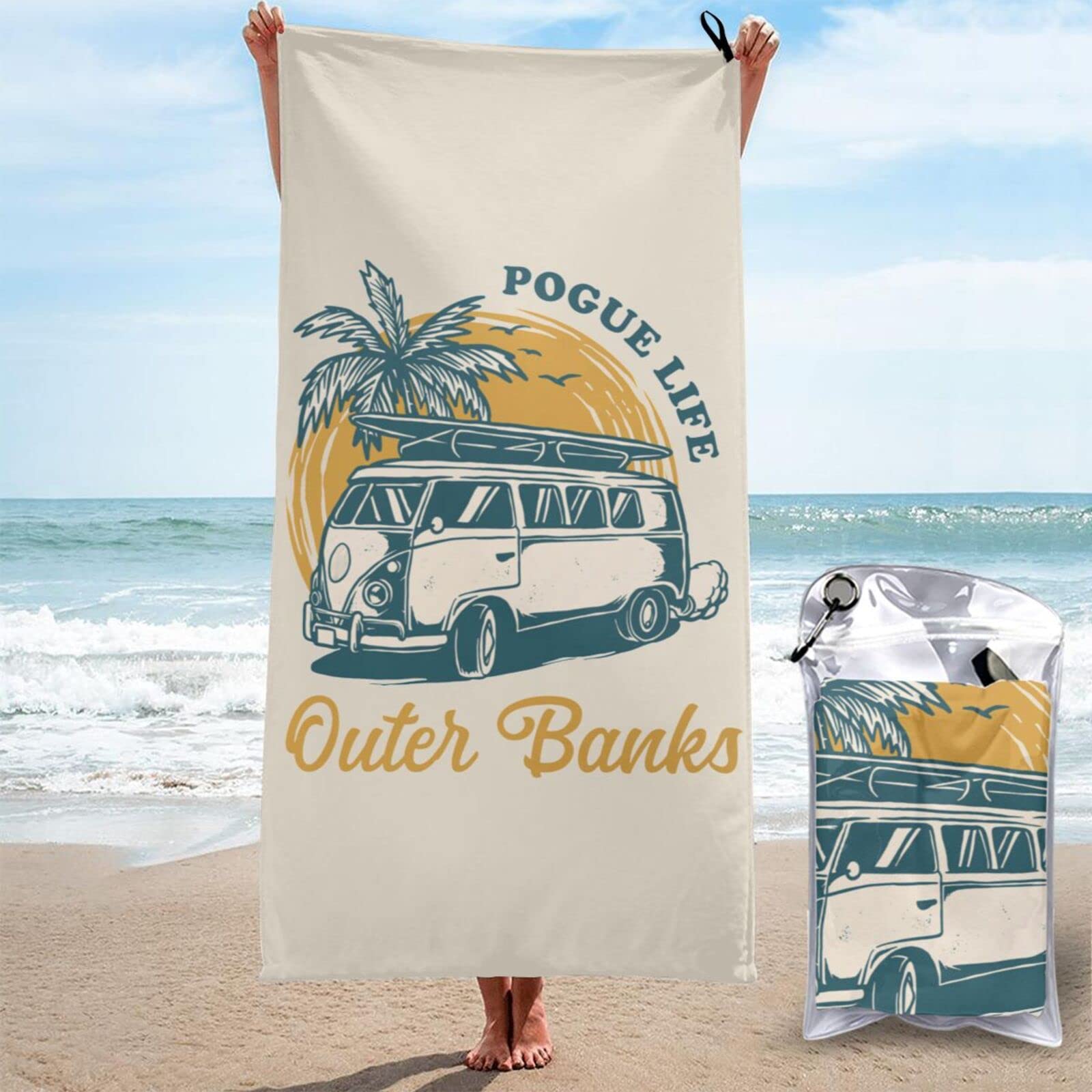 Premium Quick-Dry Beach Towel 31.5x63 Inches - Soft Absorbent Bath Towel for Pool, Gym, Travel & Outdoor Activities | Sand-Free Fast Drying Towel for Beach, Camping, Yoga & Spa Use - White