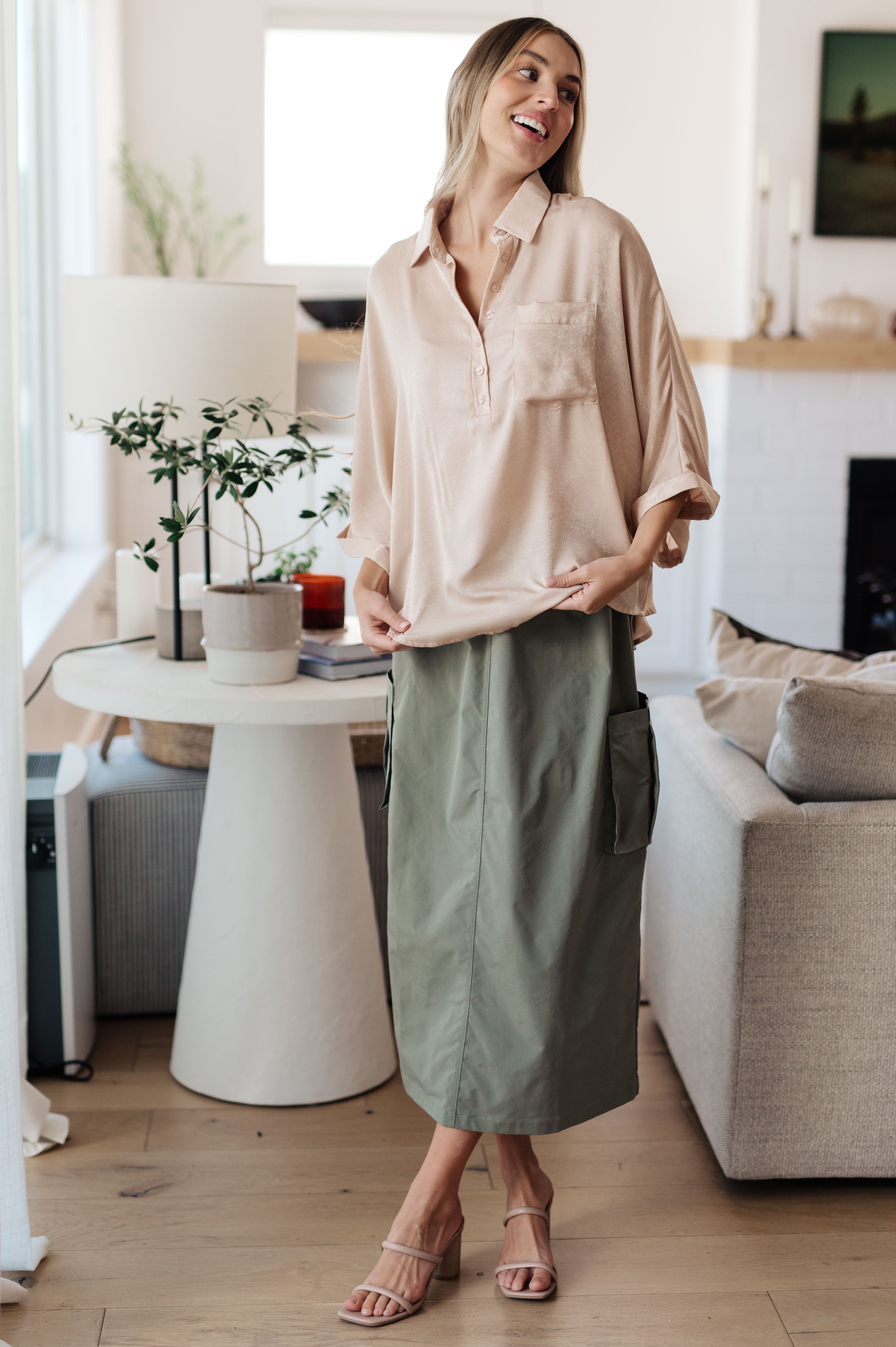Elegant Oversized Dolman Sleeve Top in Champagne - Perfect for Casual Outings & Date Nights
