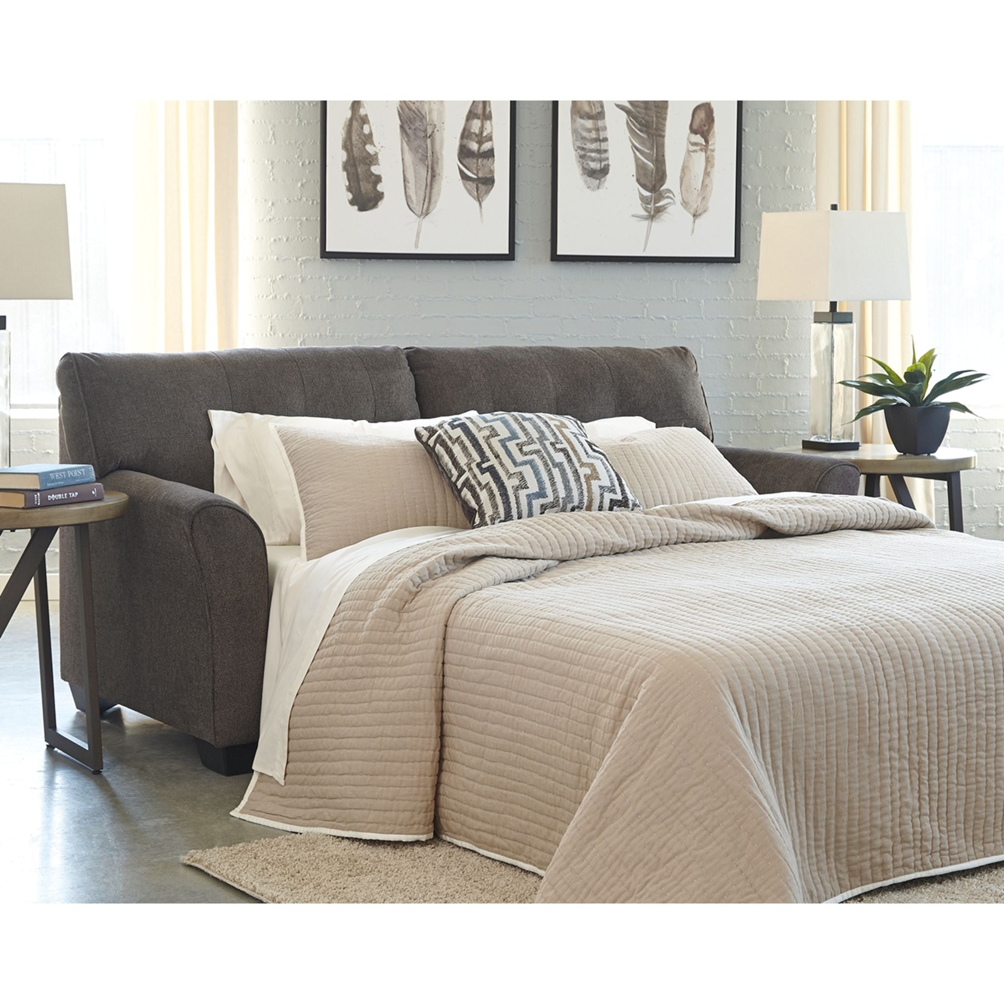 Alsen Full Size Convertible Sofa Bed with Granite Finish – Perfect for Small Apartments, Guest Rooms & Home Offices