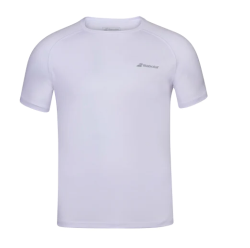 Babolat Men's Play Crew Neck T-Shirt - White | Comfortable Cotton Tennis Shirt for Casual Wear & Sports Activities