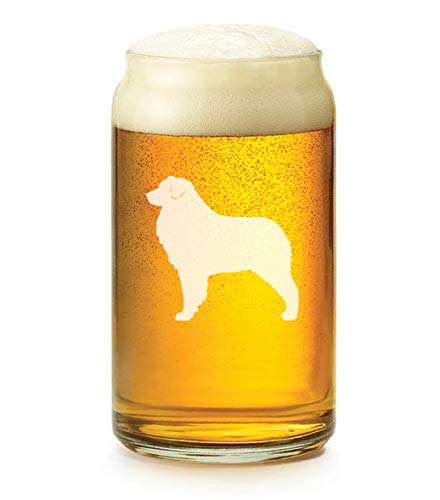 16 oz Beer Can Glass with Australian Shepherd Design - Perfect for Beer Lovers, Dog Enthusiasts, and Home Bar Decor