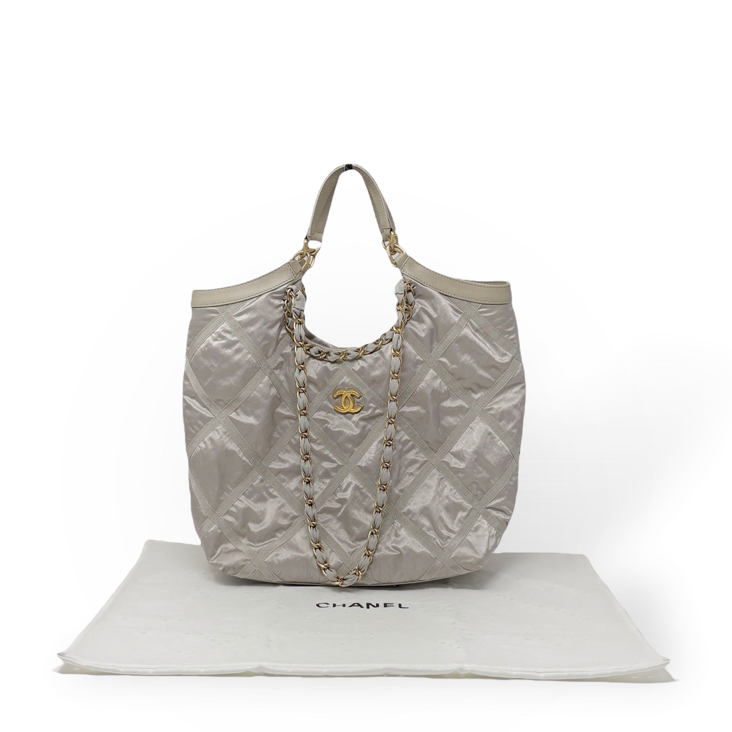 Chanel Silver Maxi Lifestyle Shopping Tote Bag - Luxury Designer Handbag for Women | Perfect for Work, Travel & Everyday Use