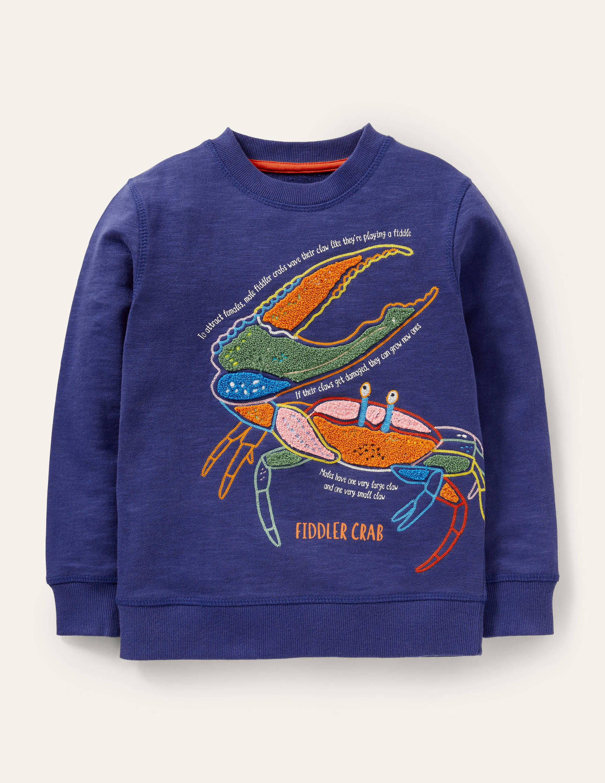 Appliqué Crab Sweatshirt in Starboard Blue - Cozy Pullover for Beach Vacations & Casual Outings