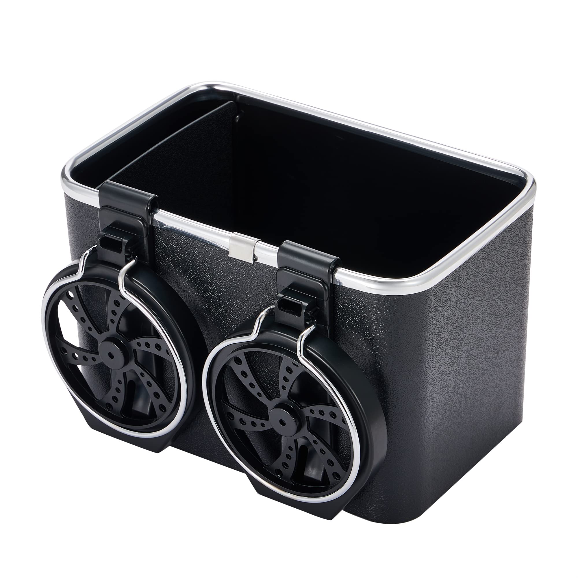 Multifunctional Car Armrest Storage Box Organizer - Universal Foldable Cup Holder for Phones, Tissues & Drinks (4.53x4.53x6.89 inches, Black) - Perfect for Road Trips, Commuting & Family Travel