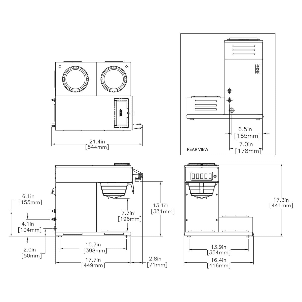 BUNN CWTF15-3 Plastic Funnel for 12-Cup Automatic Coffee Brewer with 3 Lower Warmers (12950.0212) - Perfect for Offices, Restaurants, and Home Coffee Stations